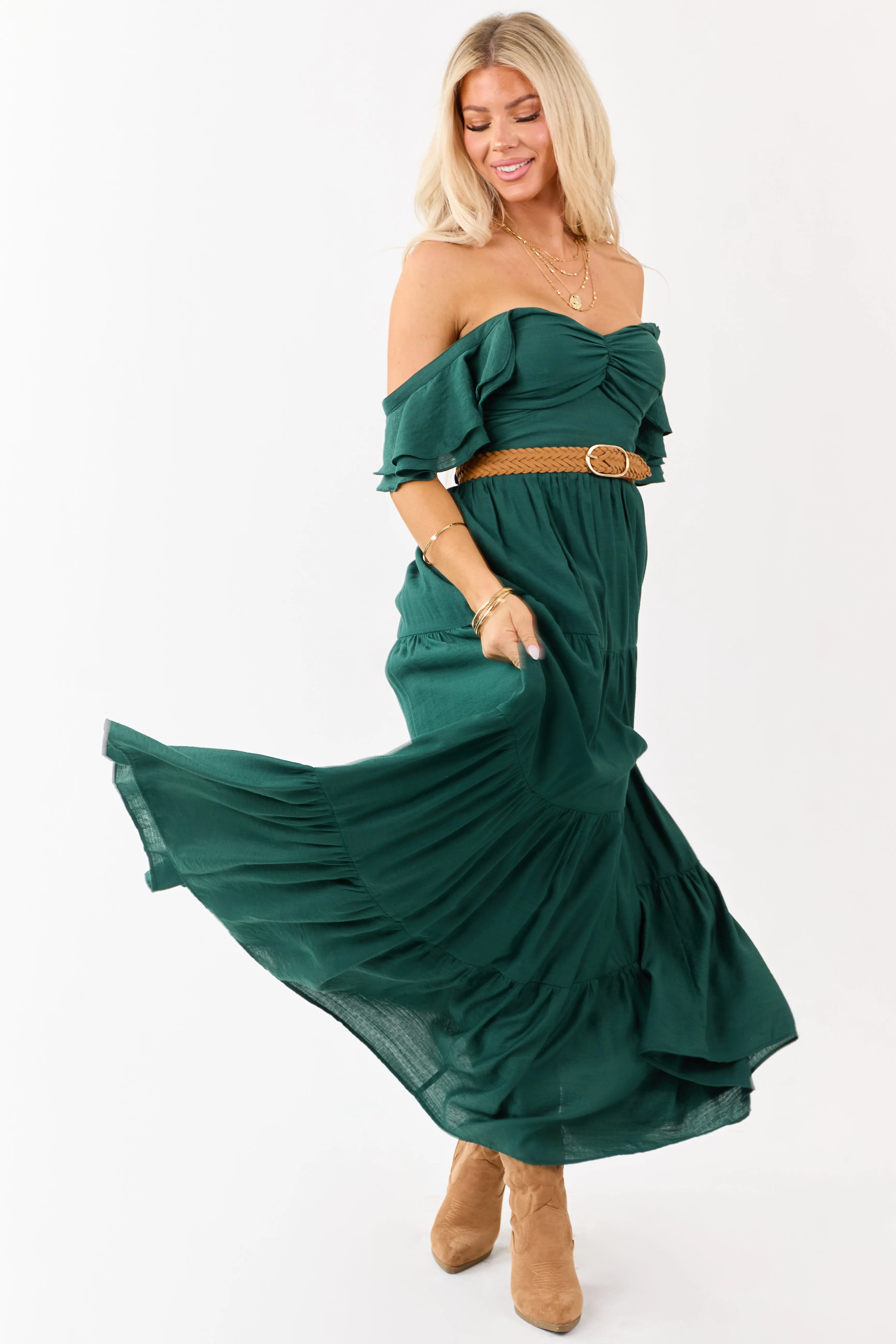Flying Tomato Forest Green Tiered Maxi Dress sold by Lime Lush product image thumbnail 4