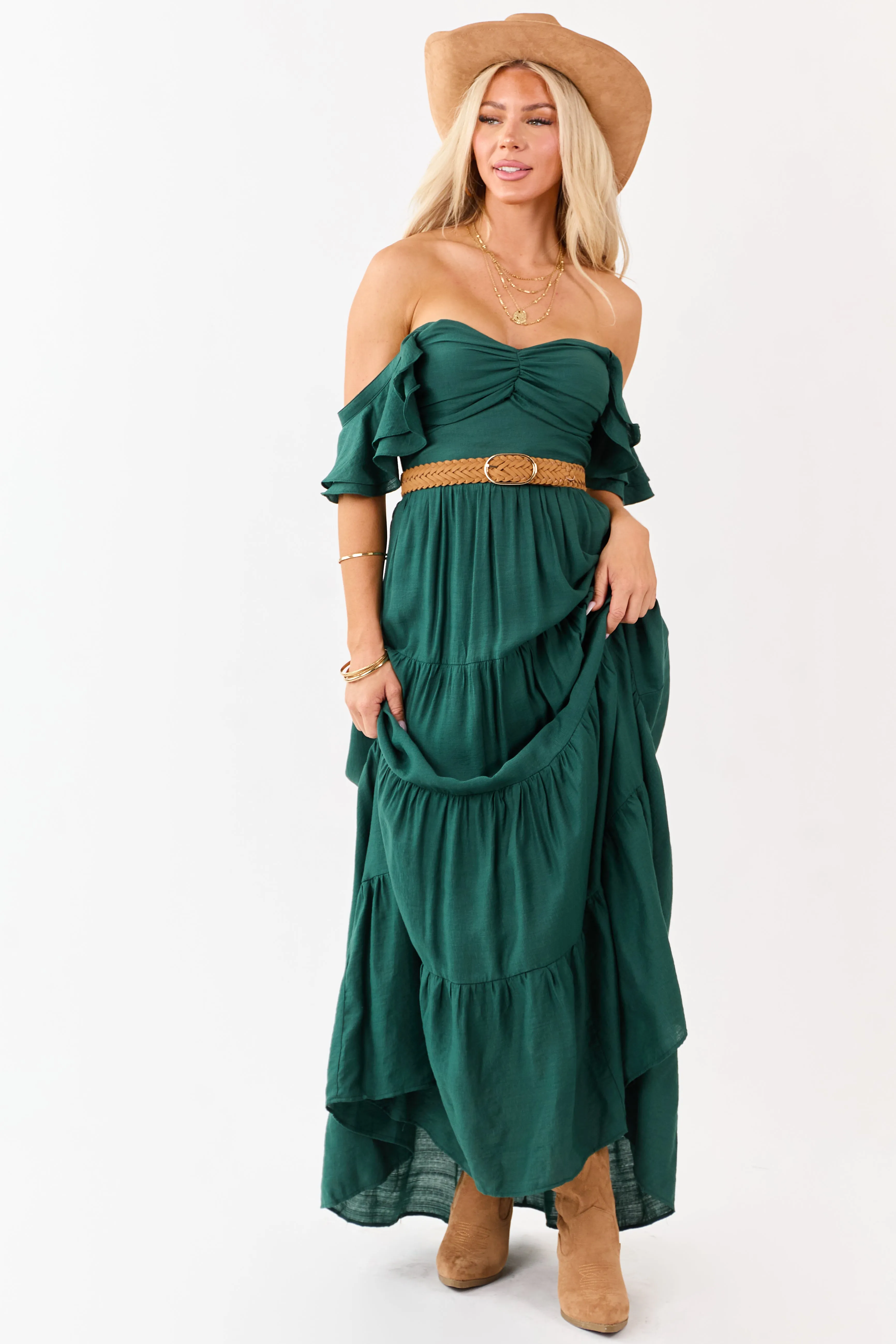 Flying Tomato Forest Green Tiered Maxi Dress sold by Lime Lush product image thumbnail 3