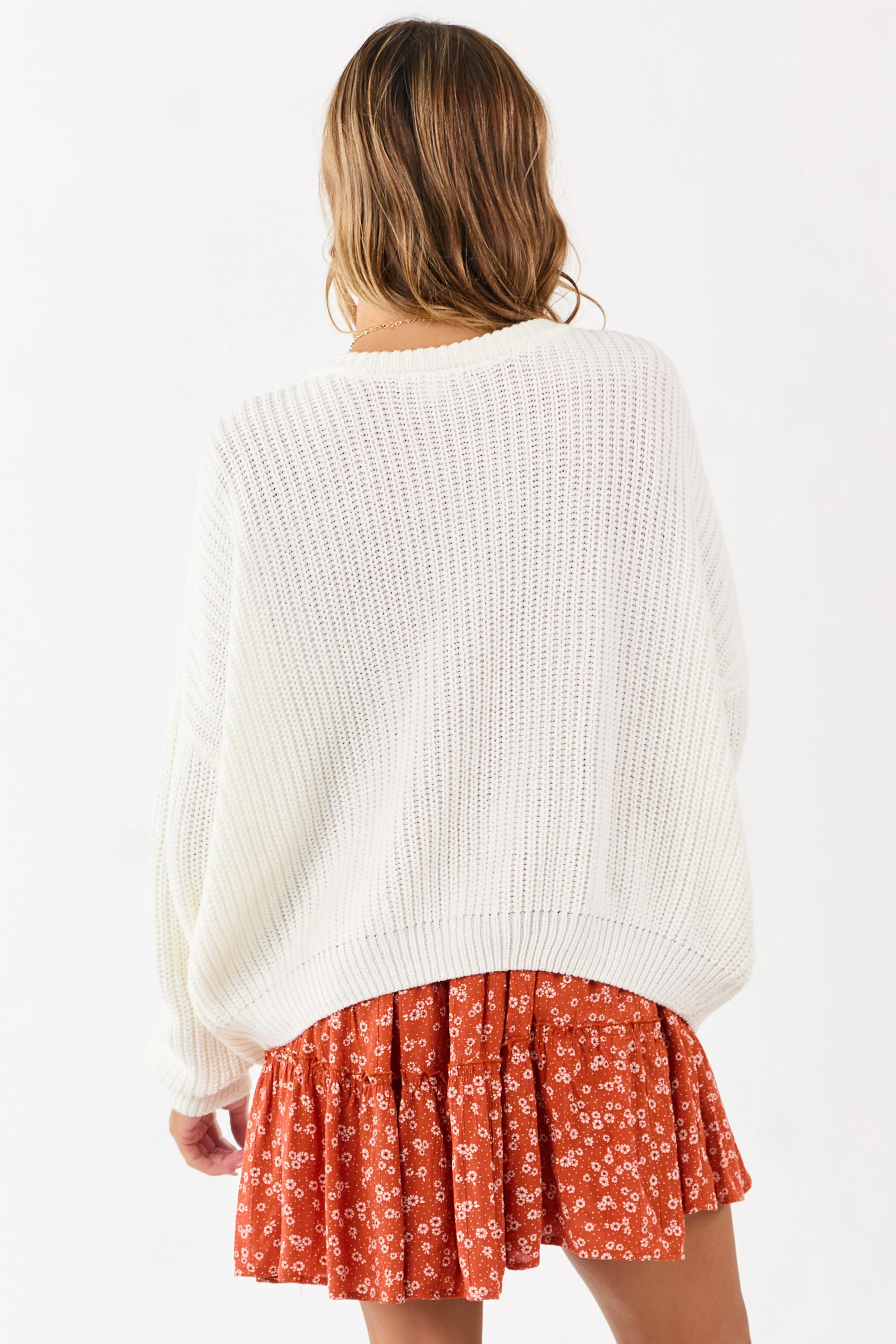 Ivory V-Neck Rib Knit Relaxed Sweater sold by Lime Lush product image thumbnail 5