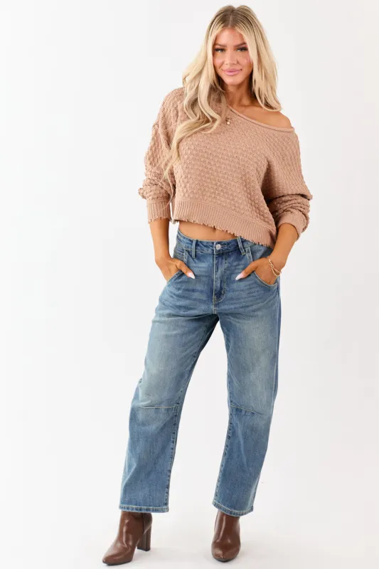 Mica Denim Medium Vintage Wash Stretchy Barrel Jeans sold by Lime Lush