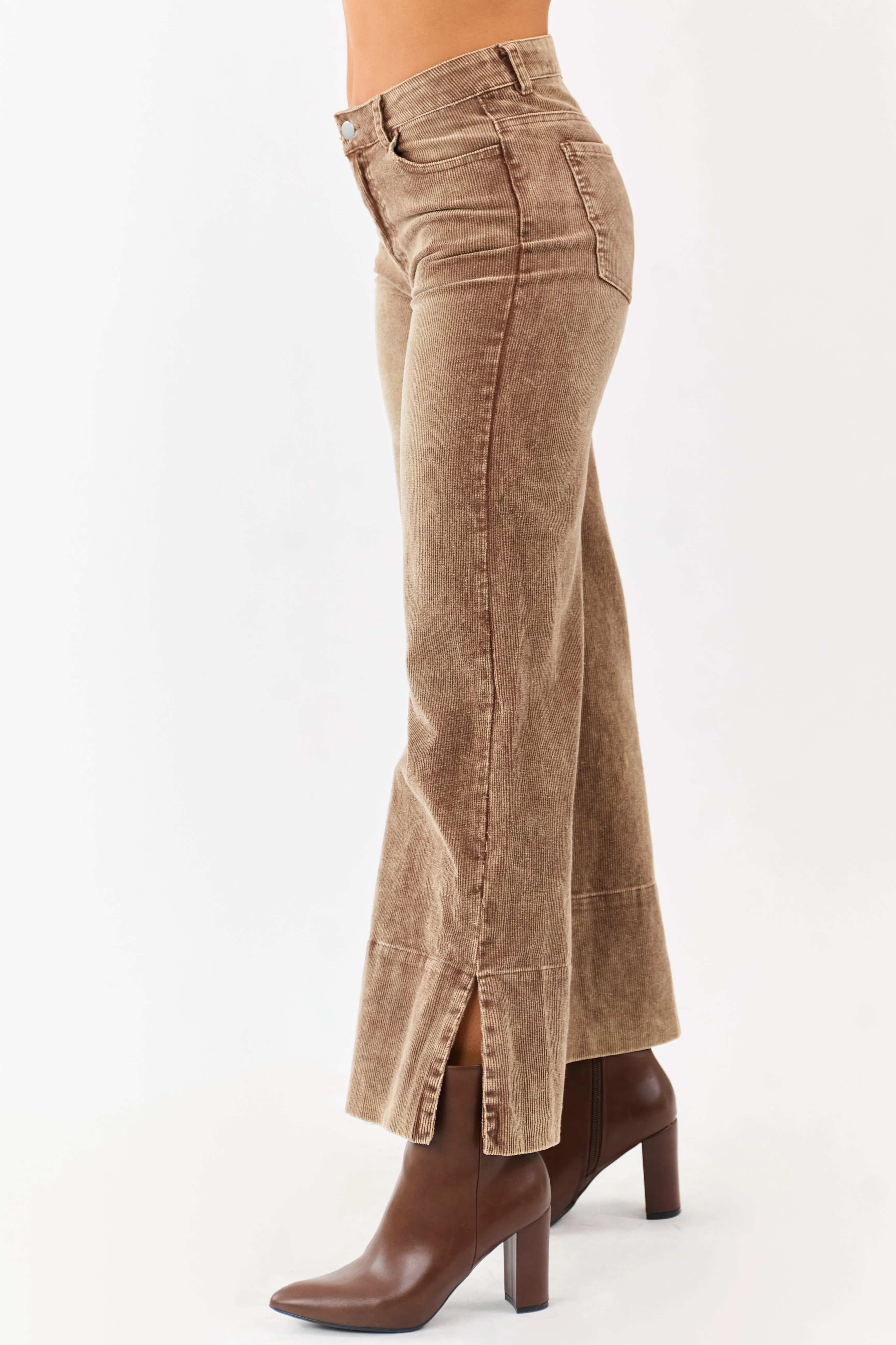 Cocoa Vintage Wash Corduroy Wide Leg Pants sold by Lime Lush product image thumbnail 3