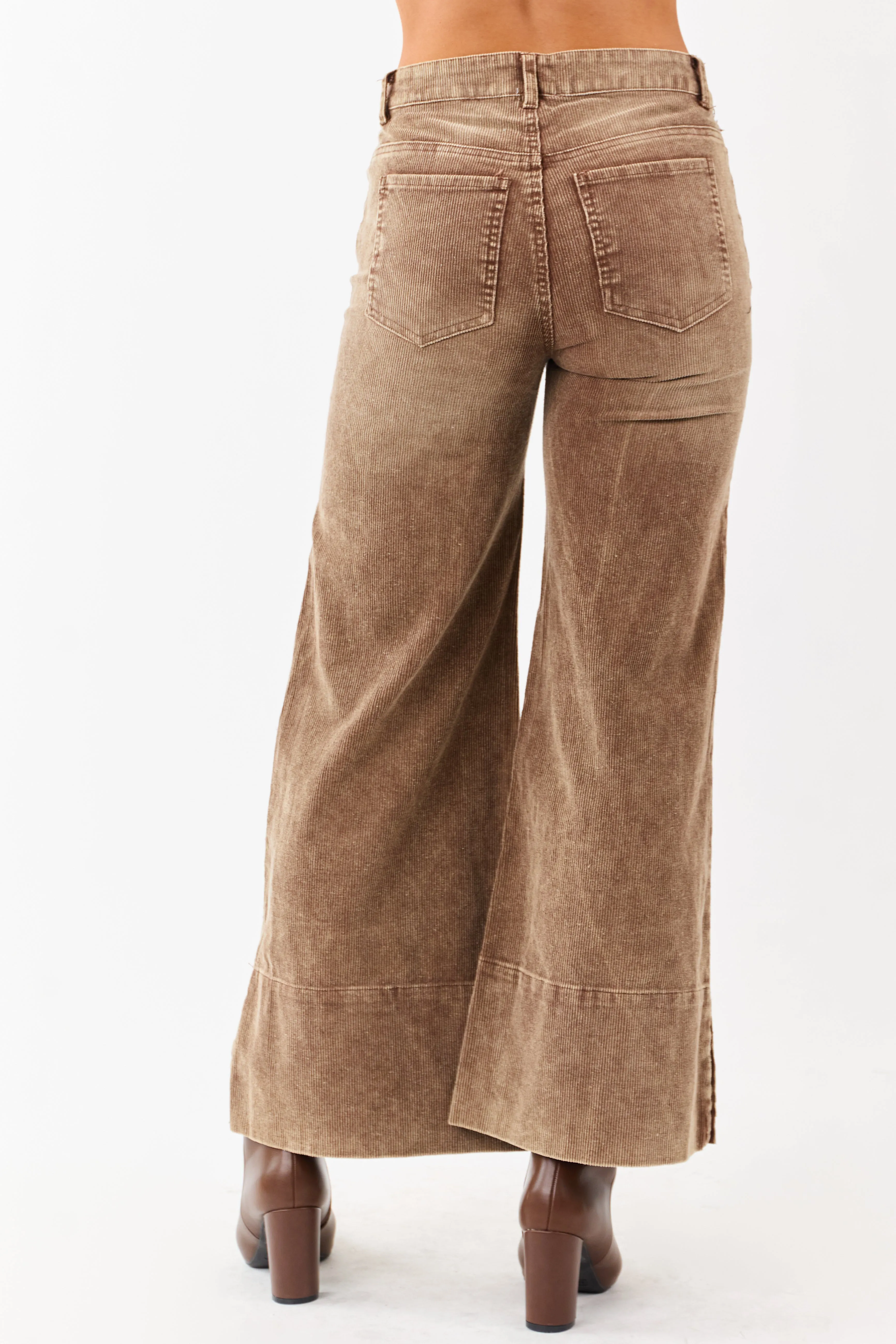Cocoa Vintage Wash Corduroy Wide Leg Pants sold by Lime Lush product image thumbnail 4
