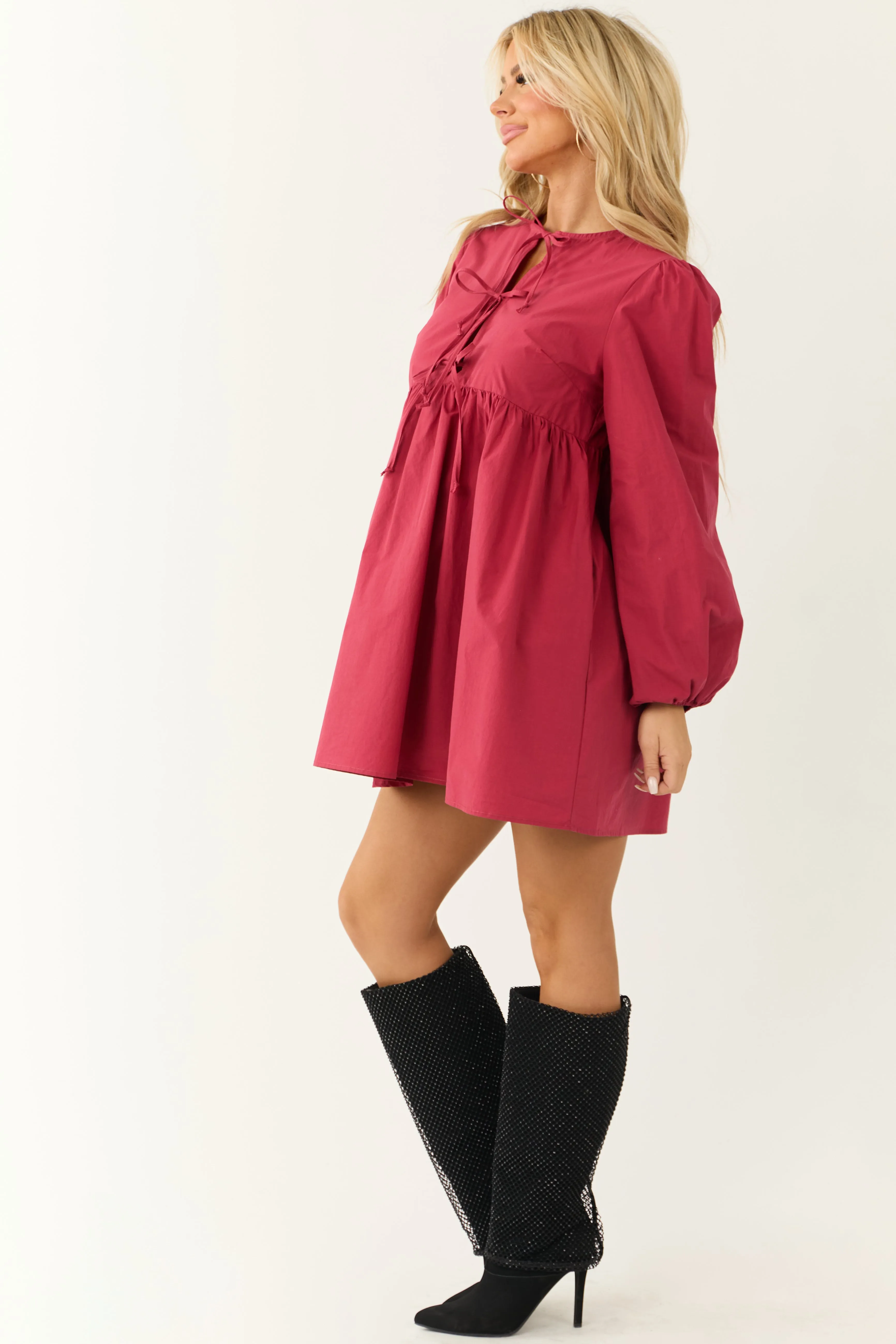 Sage Poplin Long Sleeve Short Dress sold by Lime Lush product image thumbnail 4