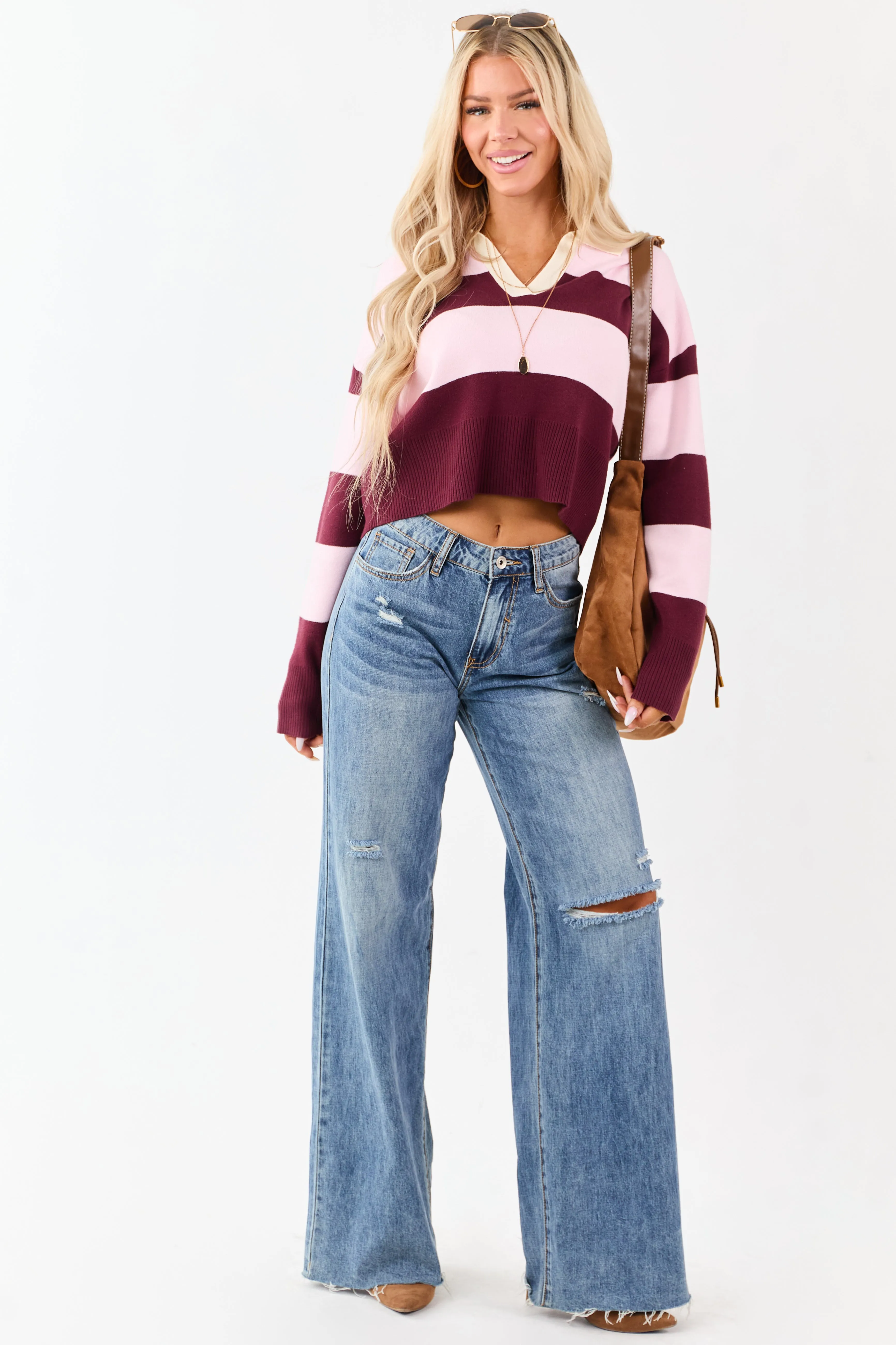 Mahogany Striped Rugby Style Sweater sold by Lime Lush product image thumbnail 3