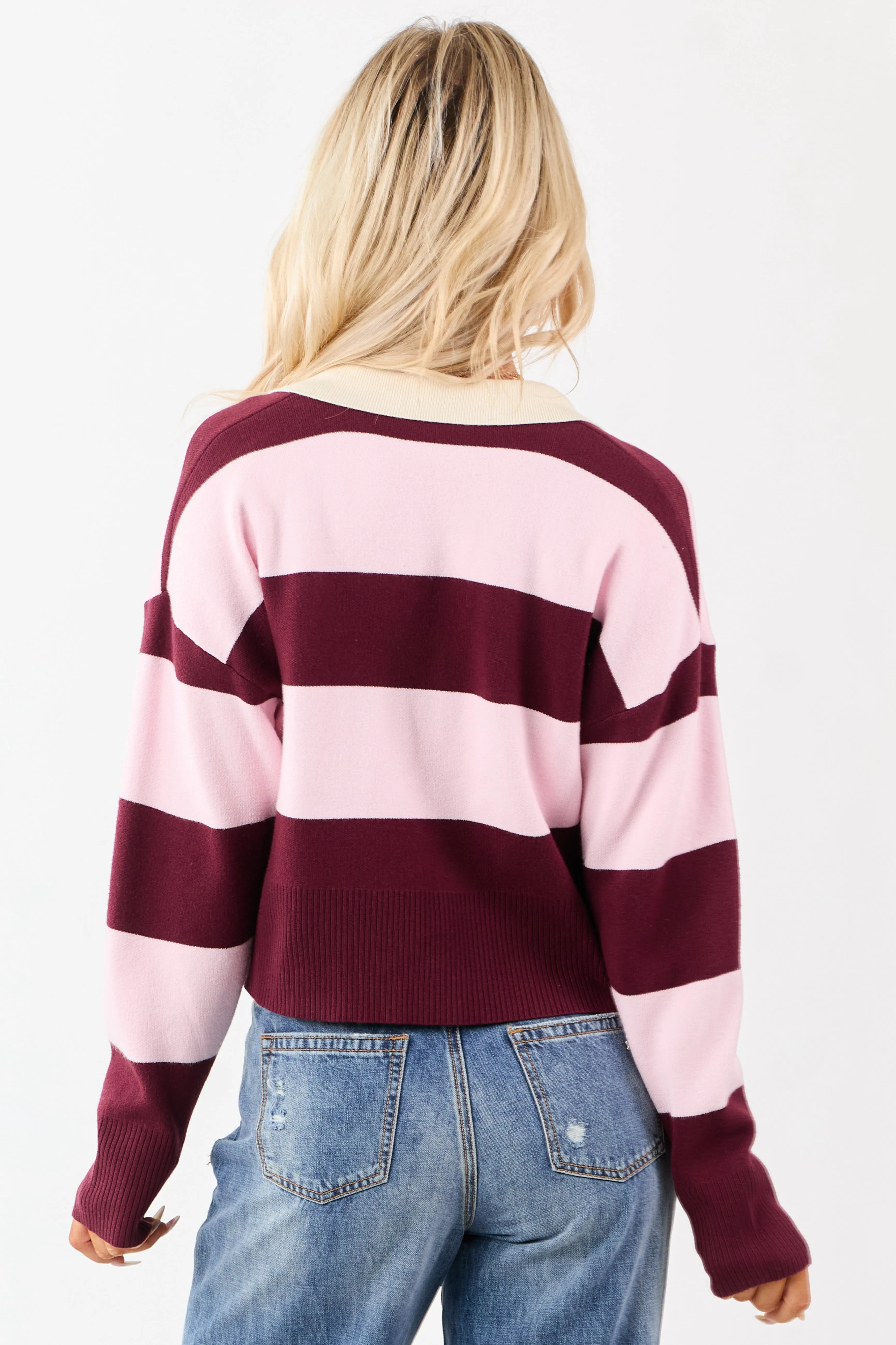 Mahogany Striped Rugby Style Sweater sold by Lime Lush product image thumbnail 5