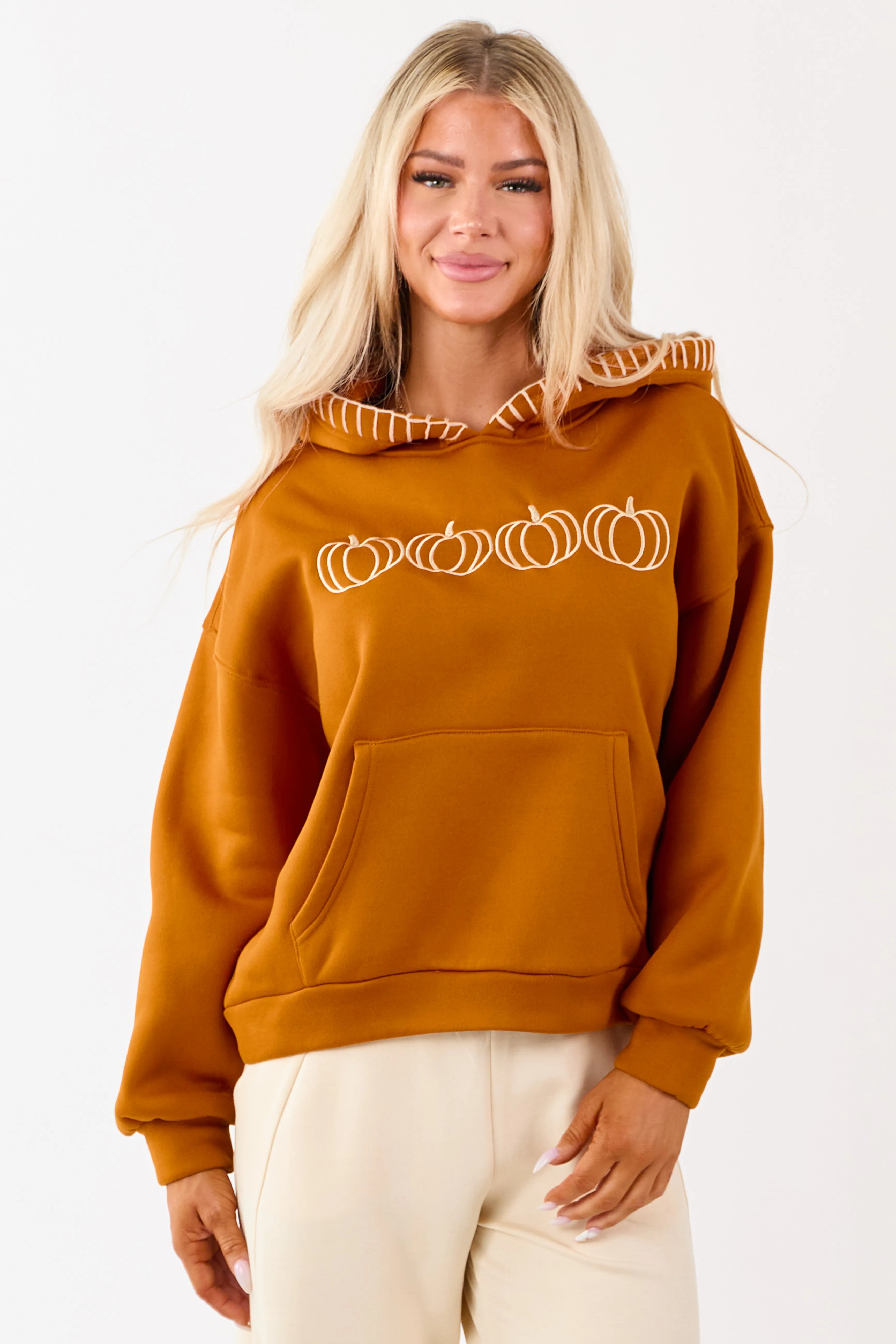 Tawny Pumpkin Graphic Relaxed Fleece Hoodie sold by Lime Lush