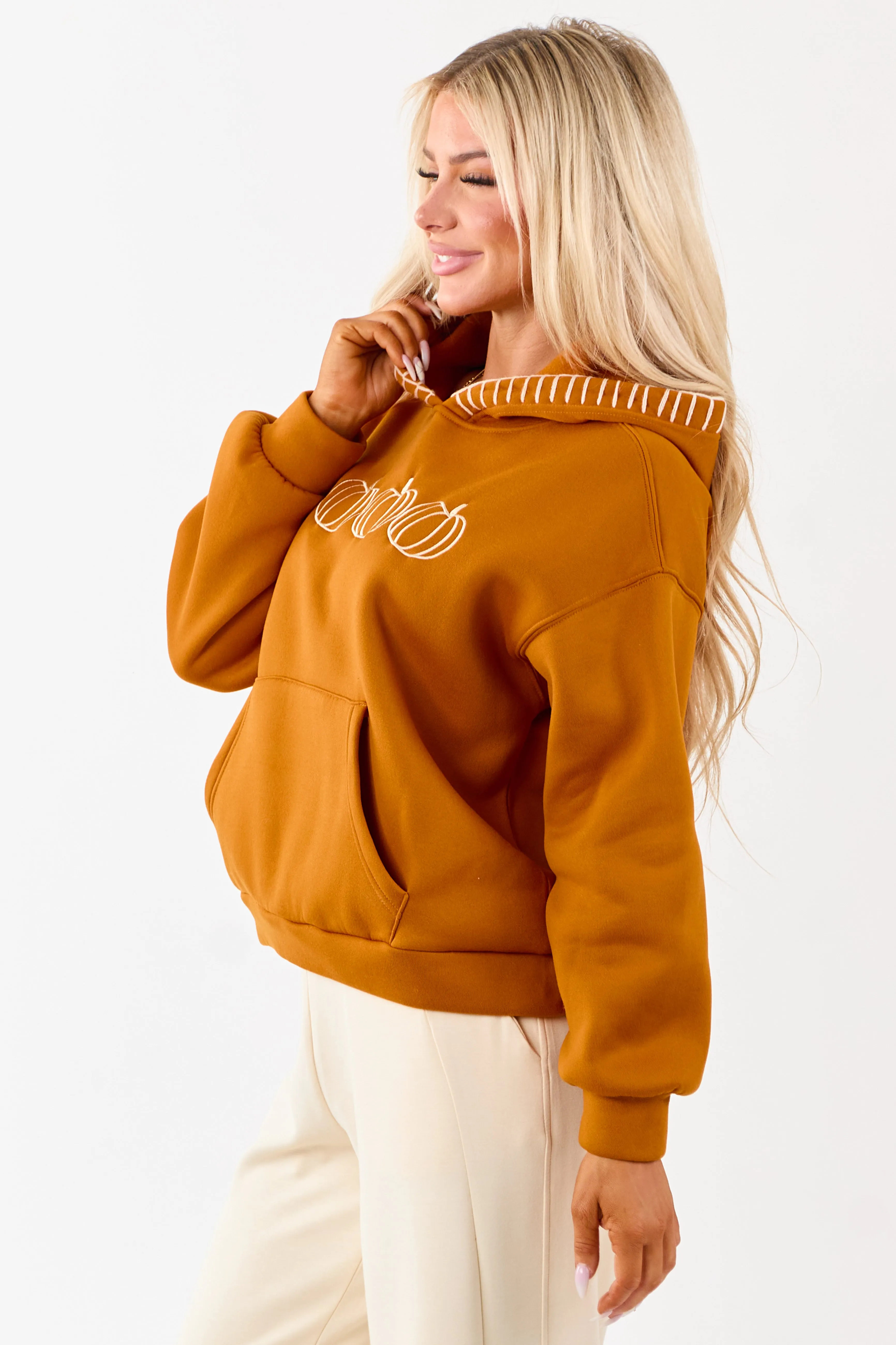 Tawny Pumpkin Graphic Relaxed Fleece Hoodie sold by Lime Lush product image thumbnail 4