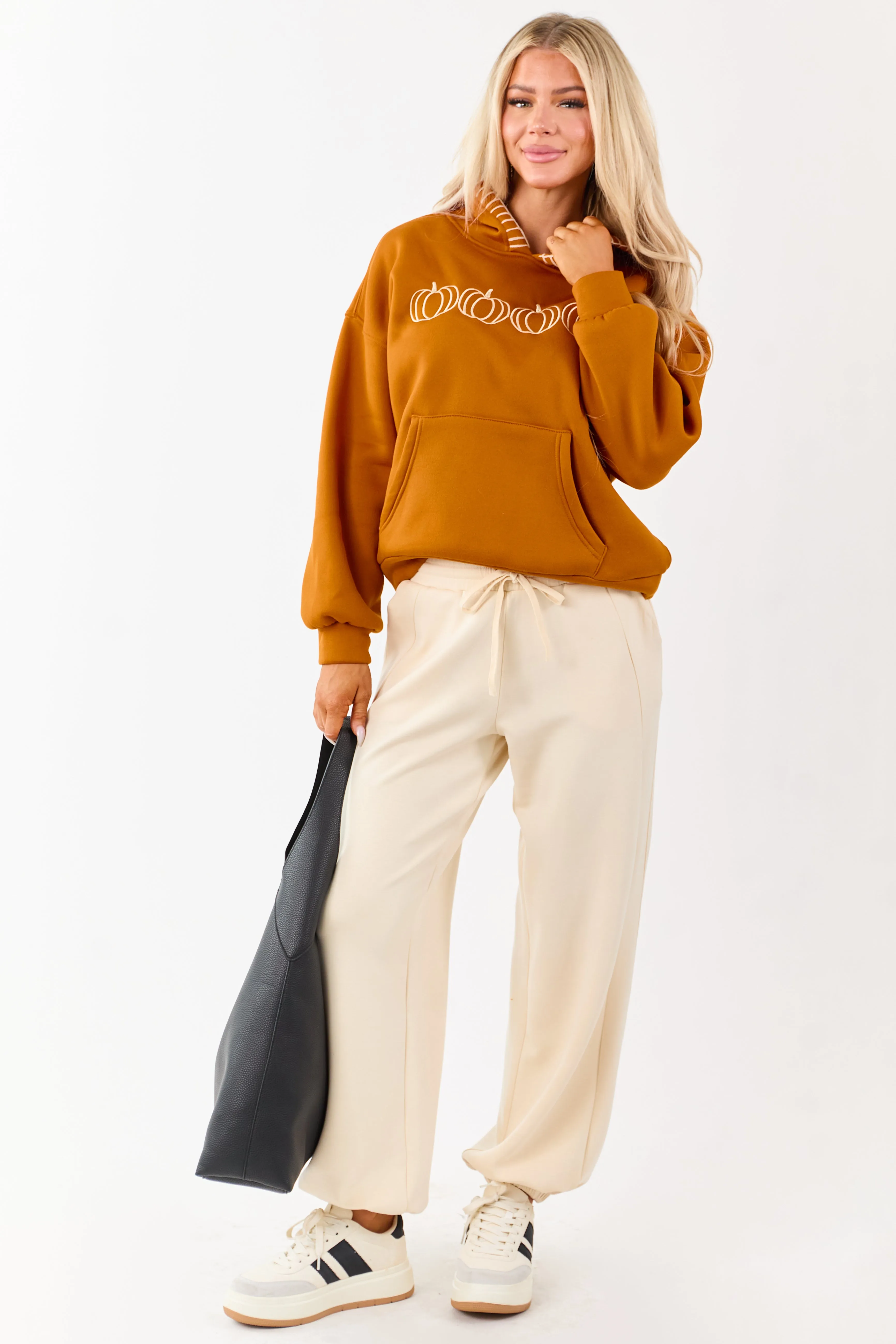 Tawny Pumpkin Graphic Relaxed Fleece Hoodie sold by Lime Lush product image thumbnail 3