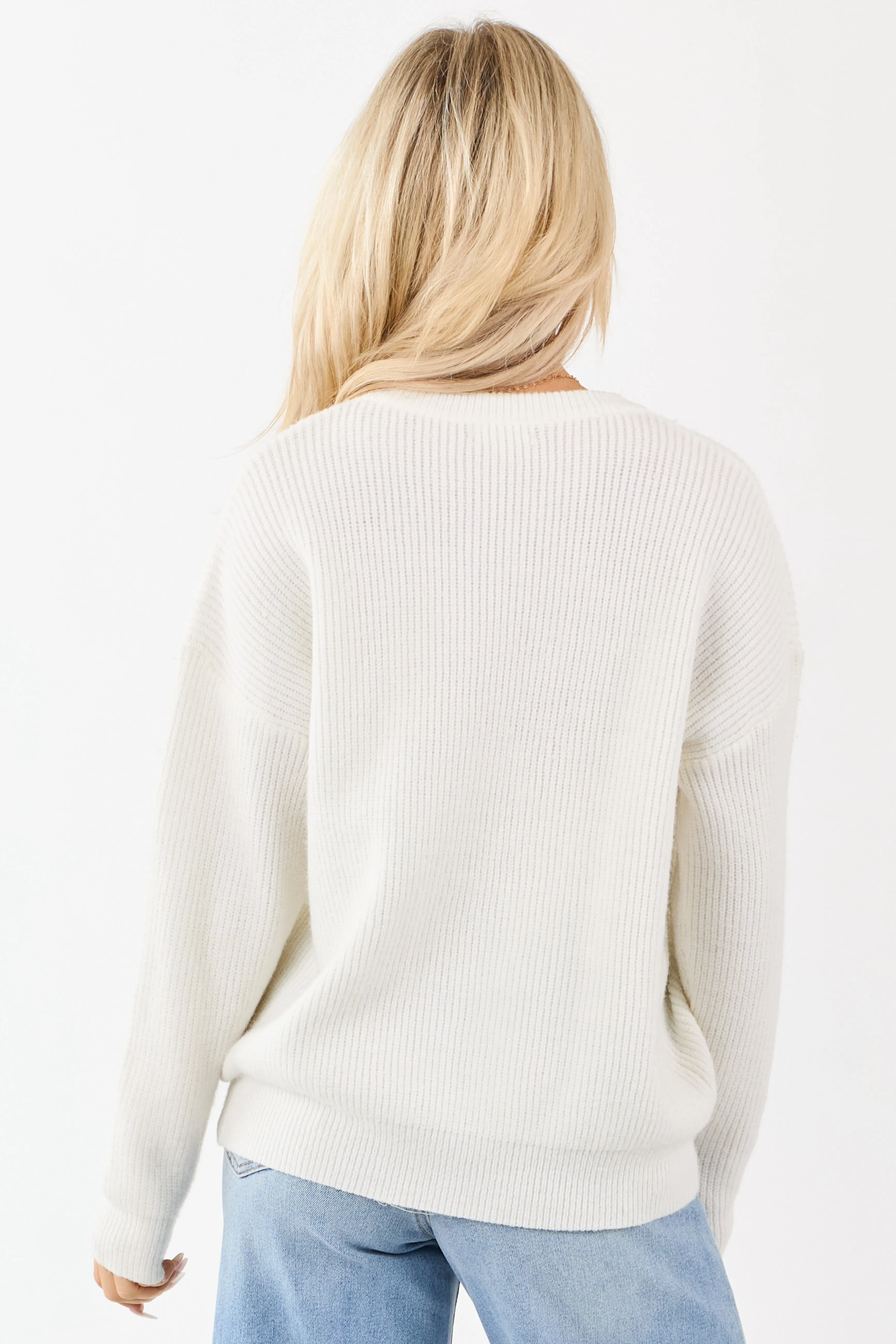 Ivory 'Hello Pumpkin' Yarn Embroidery Sweater sold by Lime Lush product image thumbnail 5