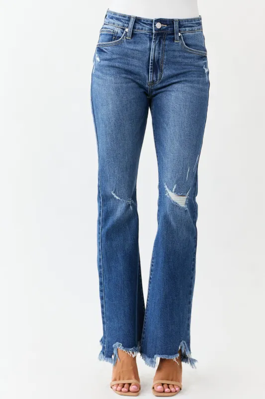 KanCan Medium Wash Distressed High Rise Flare Jeans made by Kan Can