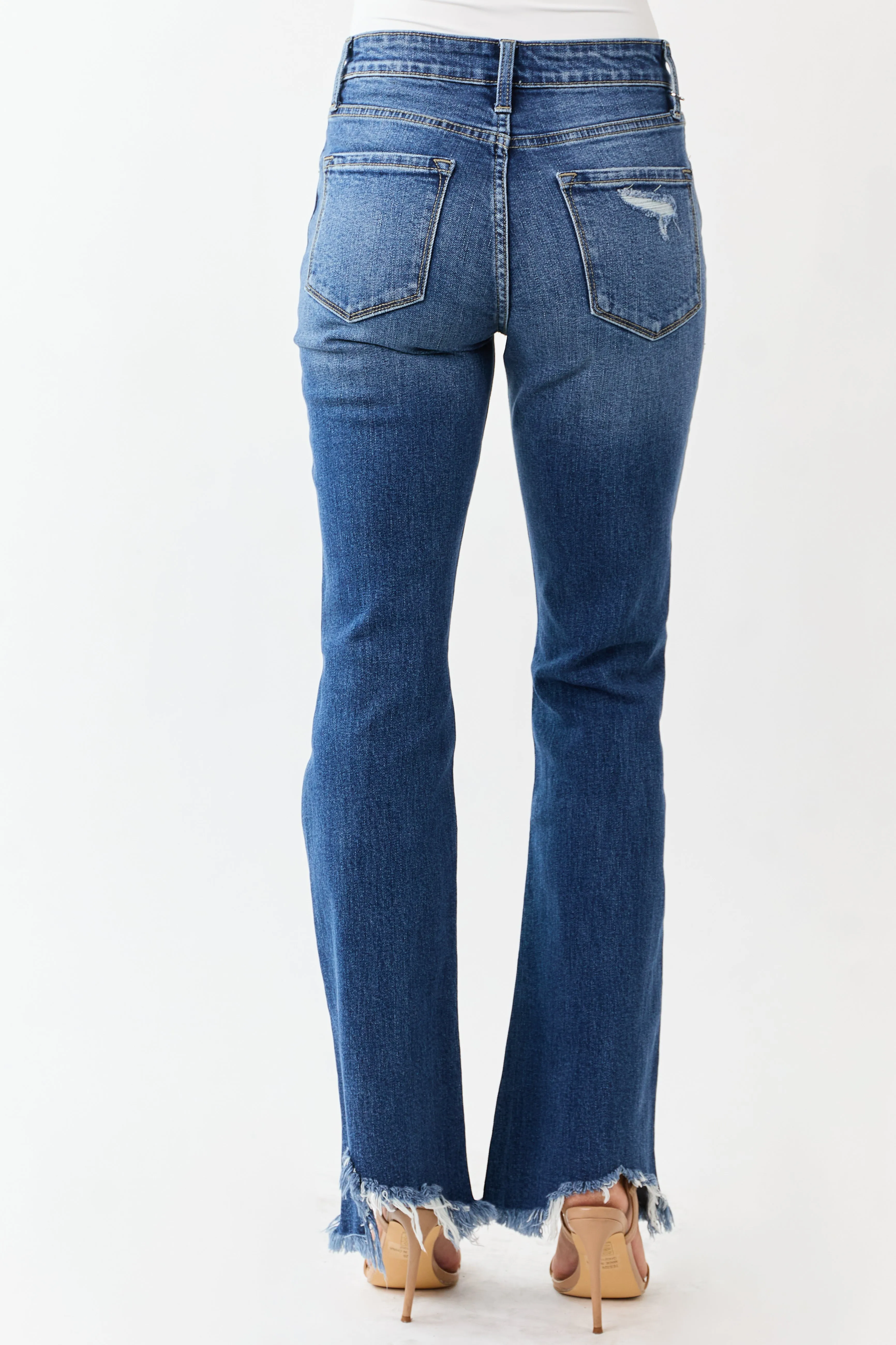 KanCan Medium Wash Distressed High Rise Flare Jeans sold by Lime Lush product image thumbnail 4