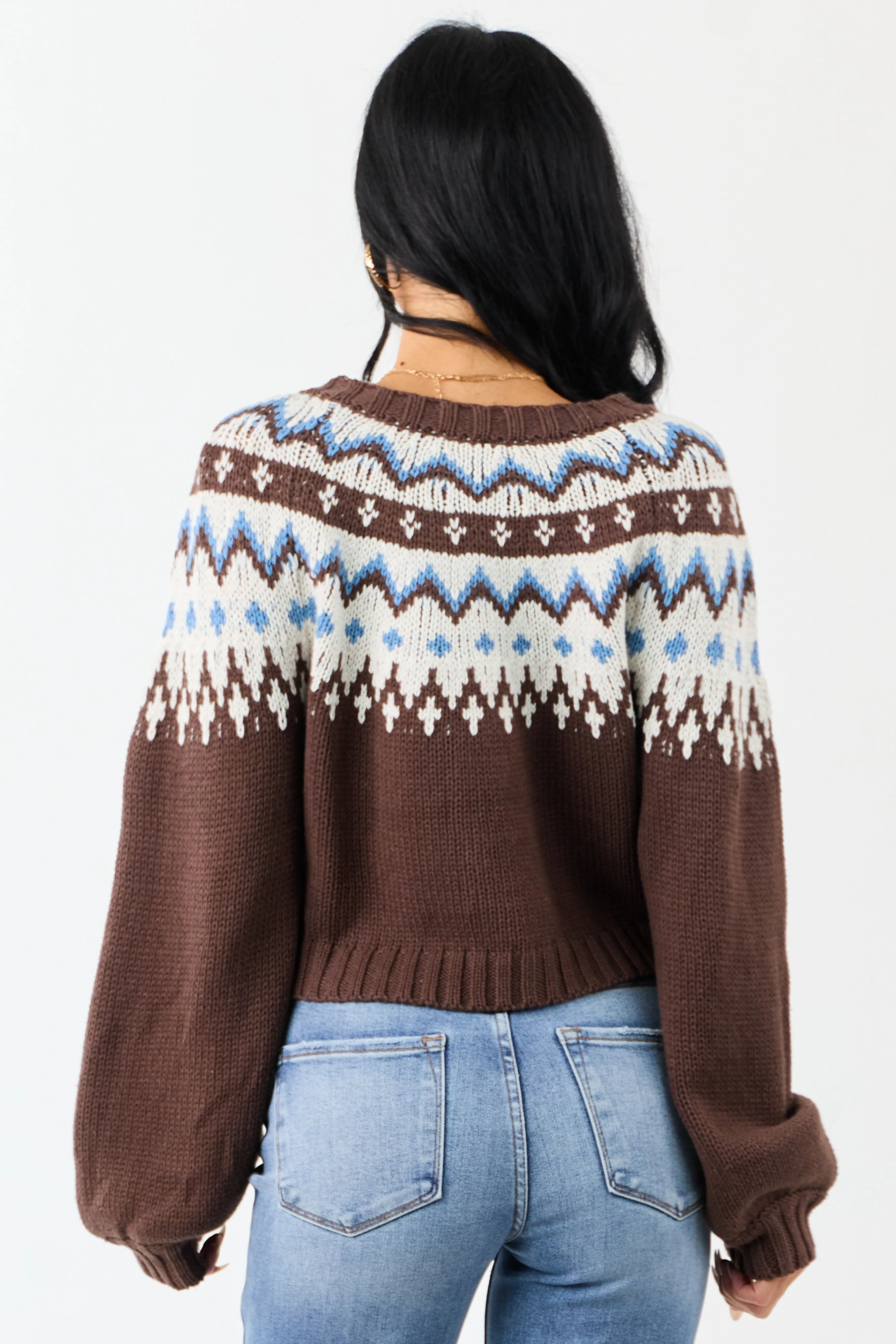 Cocoa Fair Isle Print Button Down Cardigan sold by Lime Lush product image thumbnail 5