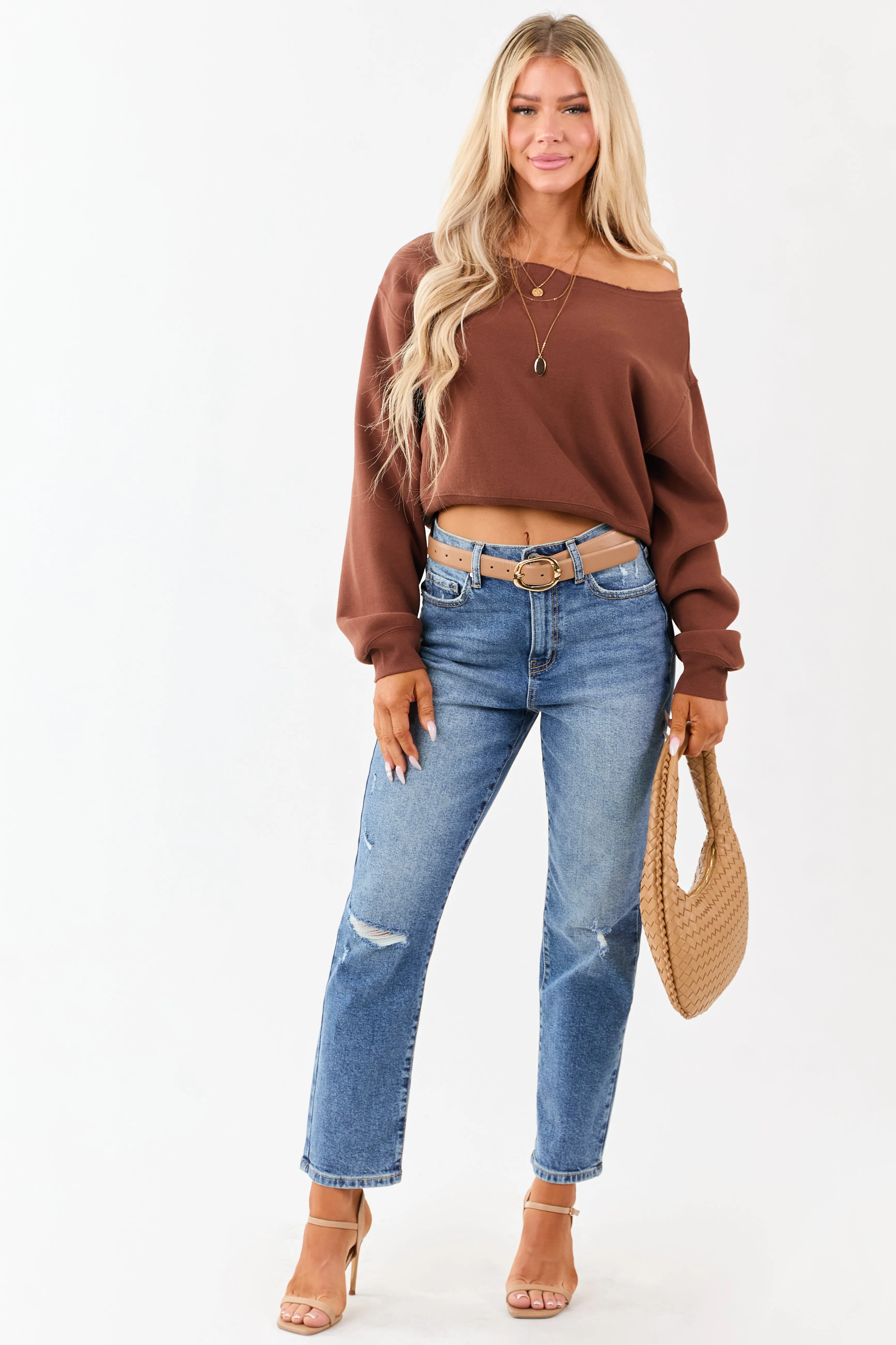 Sepia Raw Boat Neck Boxy Pullover Sweatshirt sold by Lime Lush product image thumbnail 3