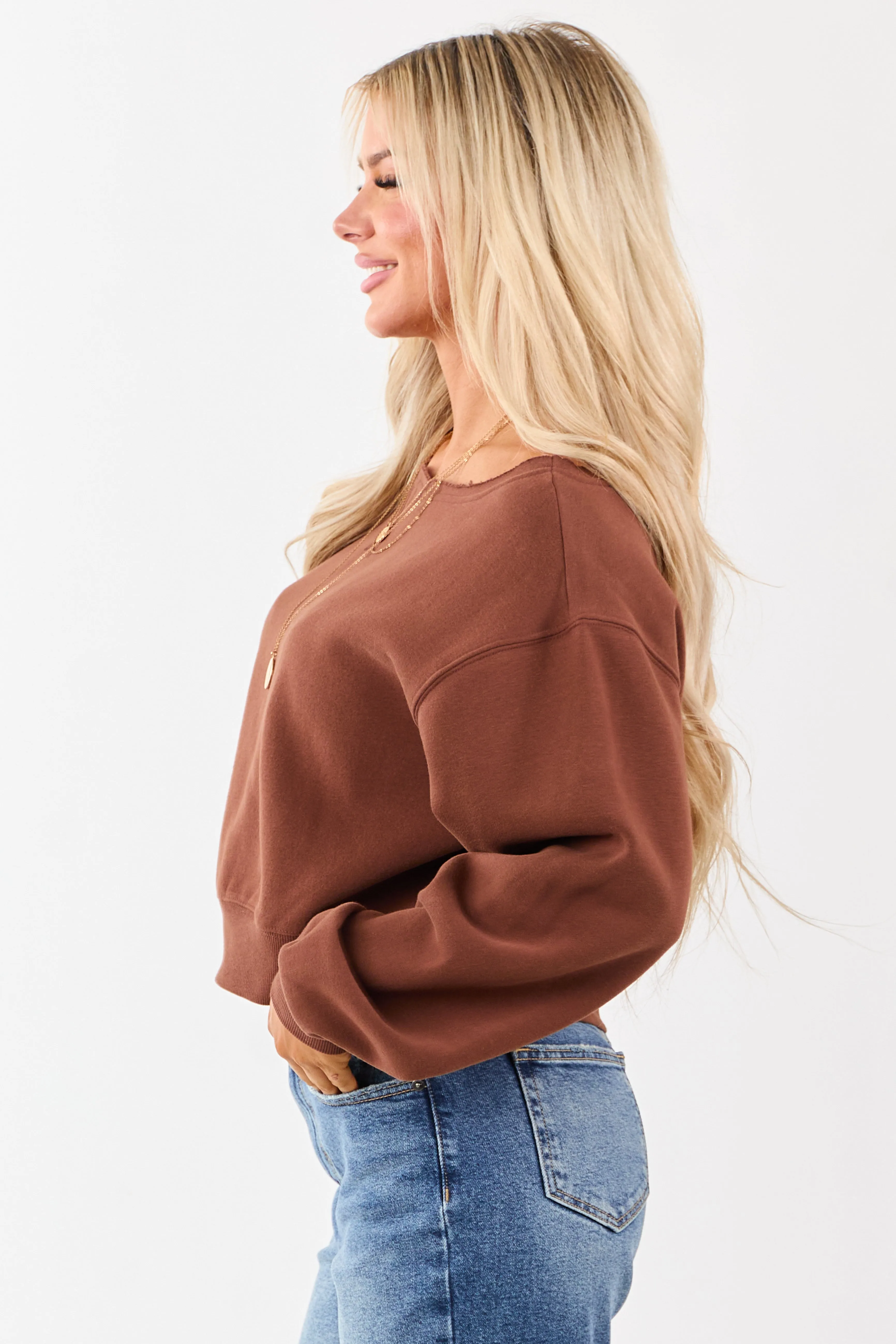 Sepia Raw Boat Neck Boxy Pullover Sweatshirt sold by Lime Lush product image thumbnail 4