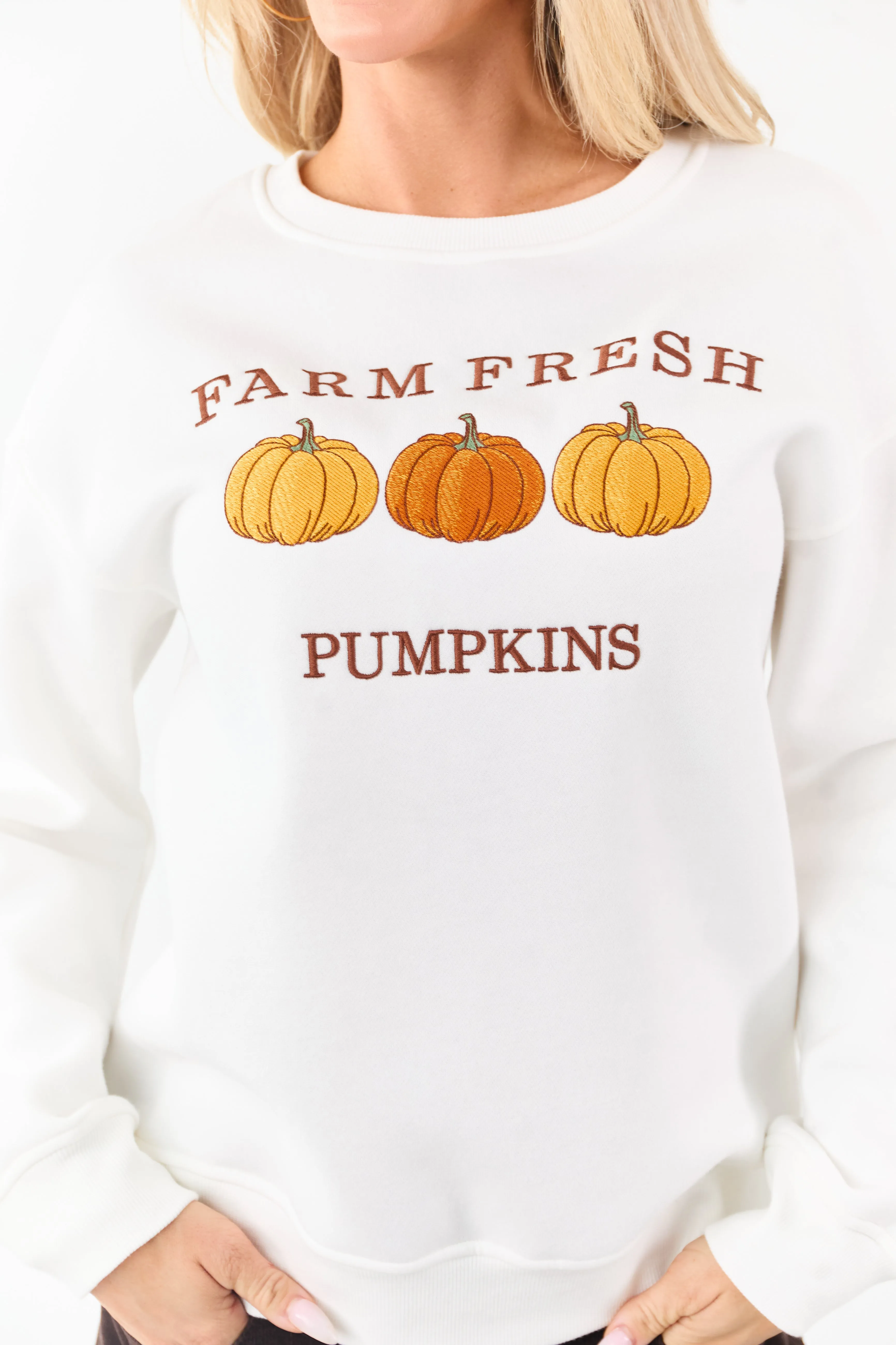 White Pumpkin Graphic Long Sleeve Sweatshirt sold by Lime Lush product image thumbnail 2