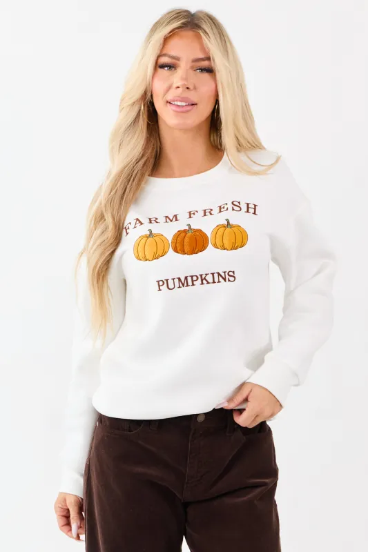 White Pumpkin Graphic Long Sleeve Sweatshirt sold by Lime Lush