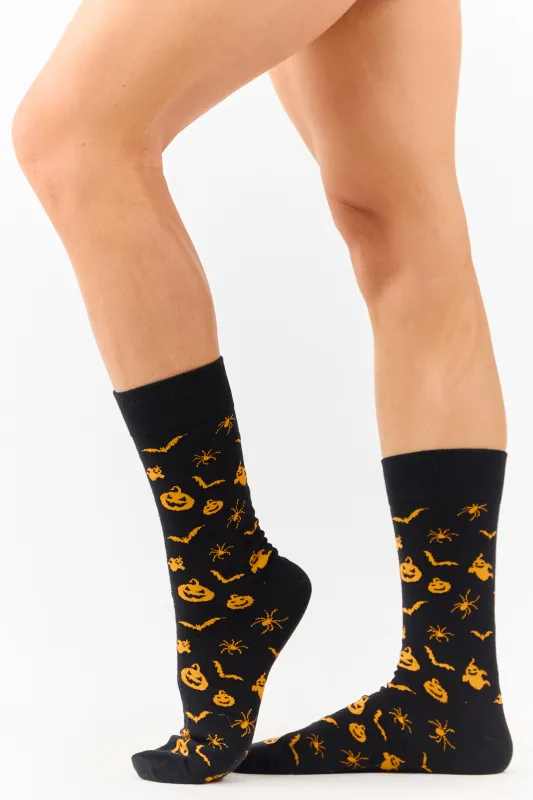 Black Halloween Print Crew Socks sold by Lime Lush