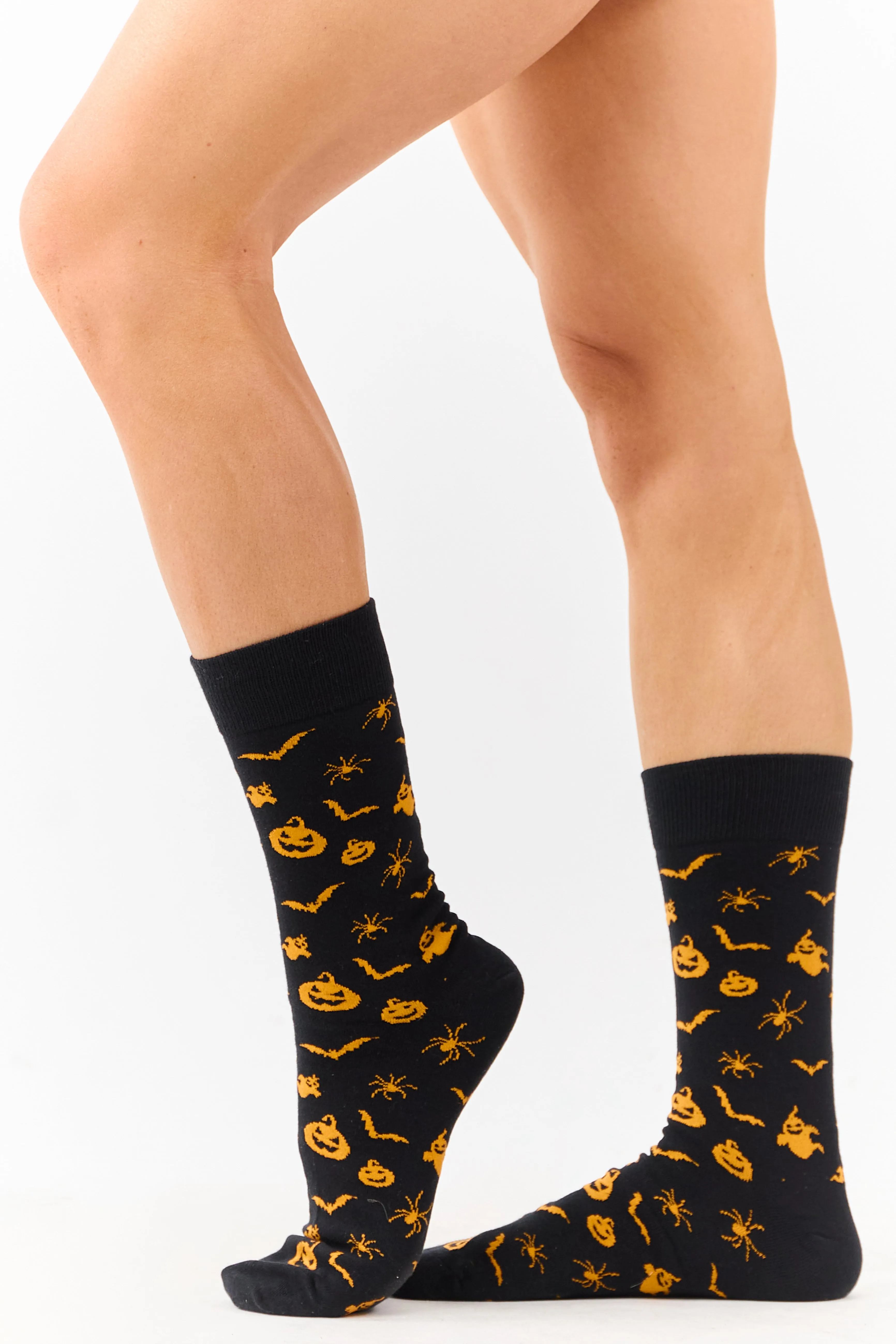 Black Halloween Print Crew Socks sold by Lime Lush