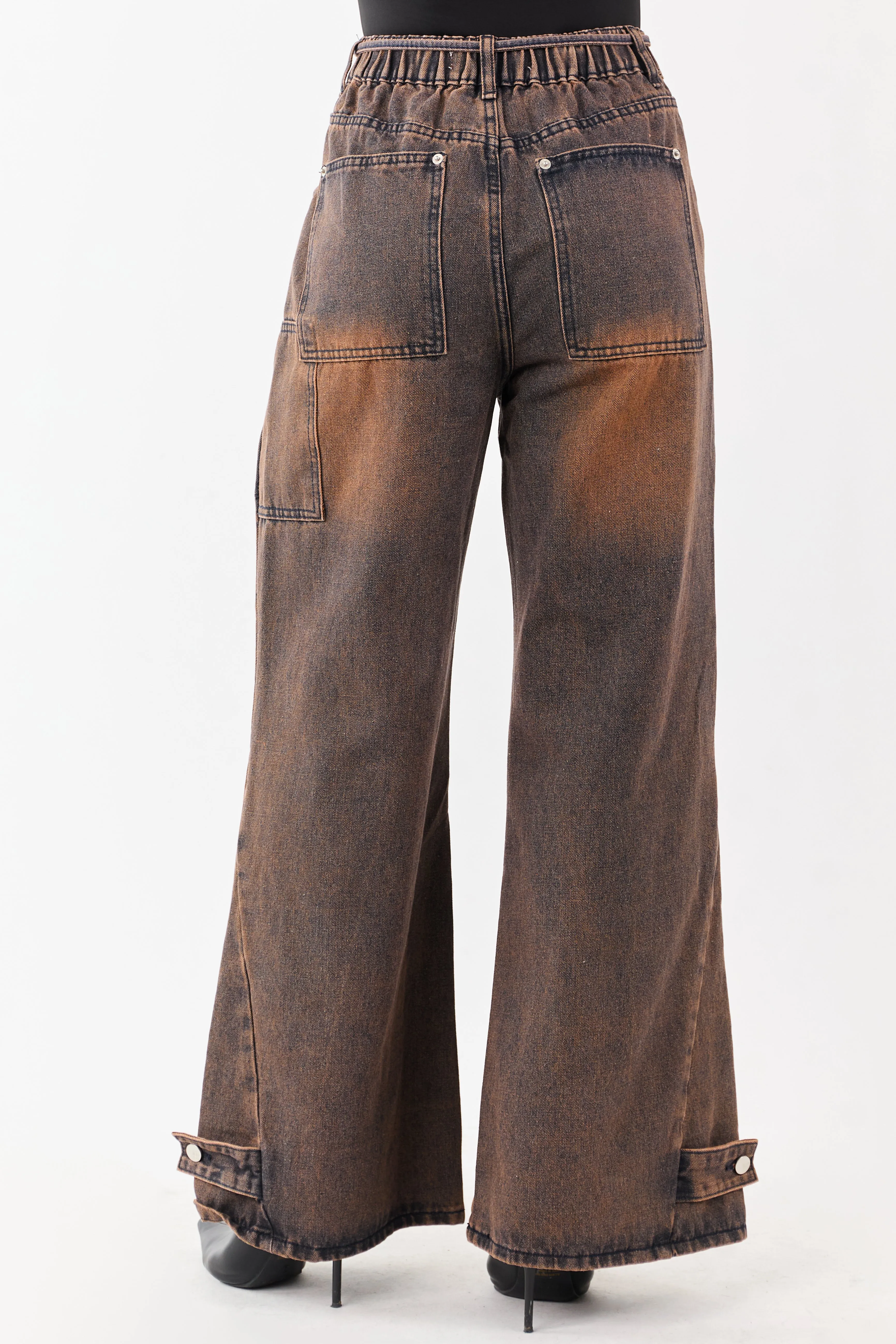 Cocoa Faded Wash Wide Leg High Rise Jeans sold by Lime Lush product image thumbnail 4