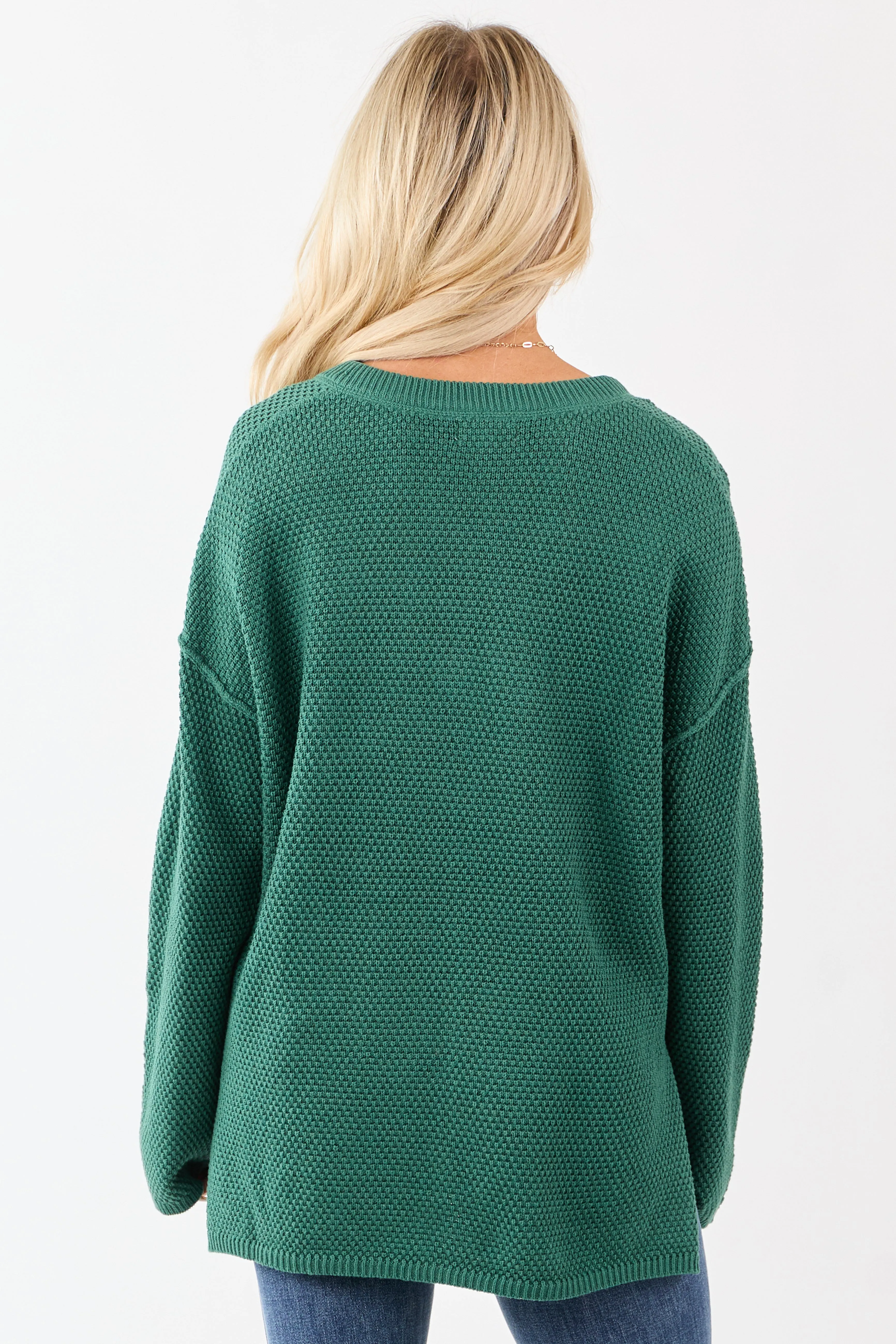 Pine Half Button Down Textured Knit Sweater sold by Lime Lush product image thumbnail 5