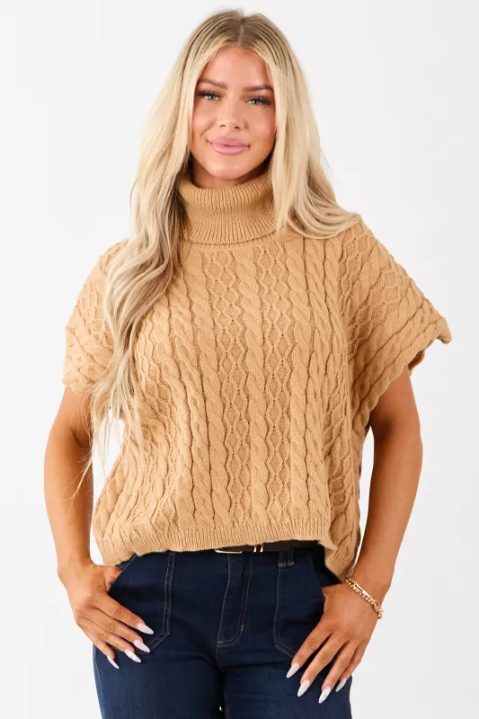 Lovelo Copper Cable Knit Turtleneck Sweater sold by Lime Lush