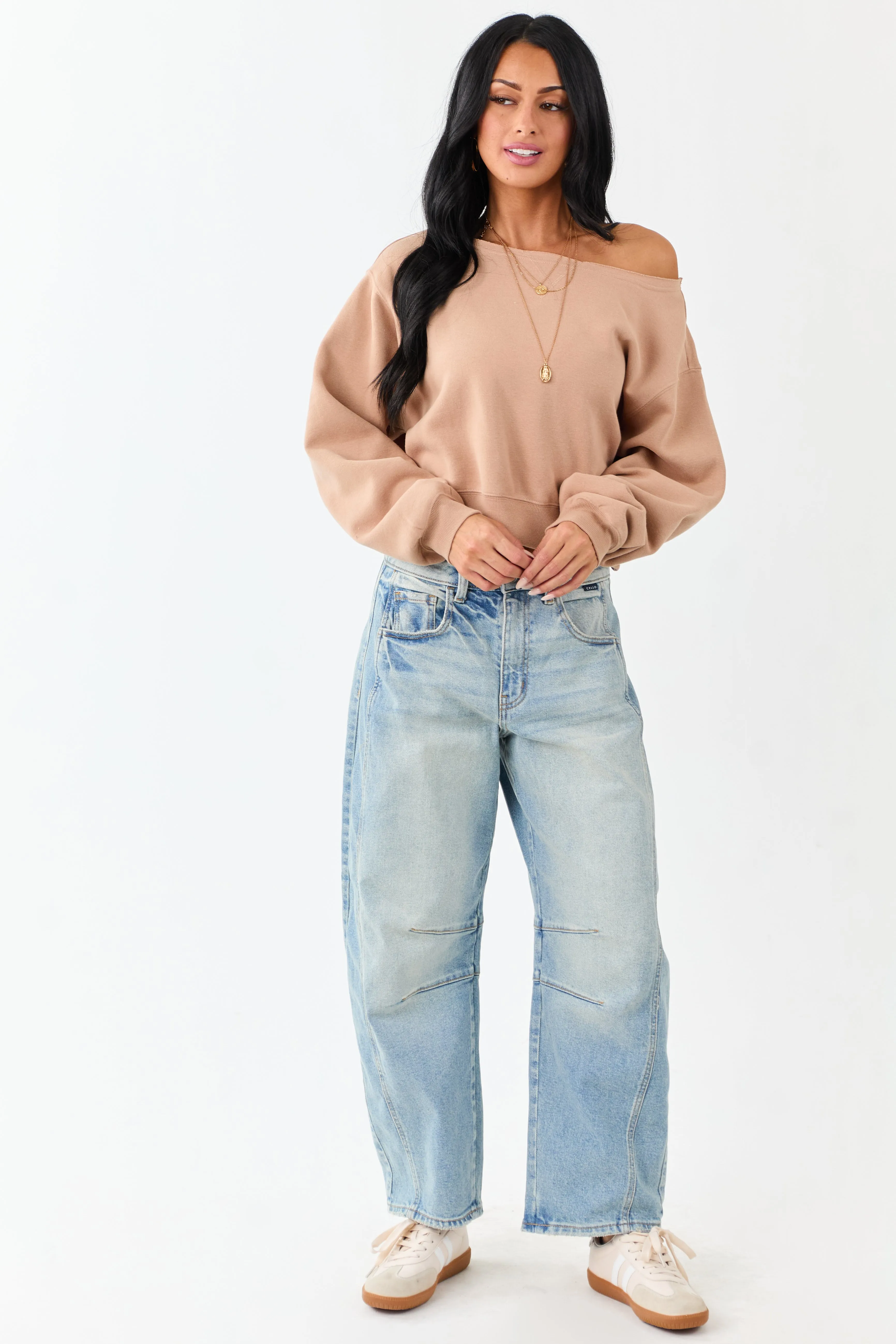 Nude Raw Boat Neck Boxy Pullover Sweatshirt sold by Lime Lush product image thumbnail 2