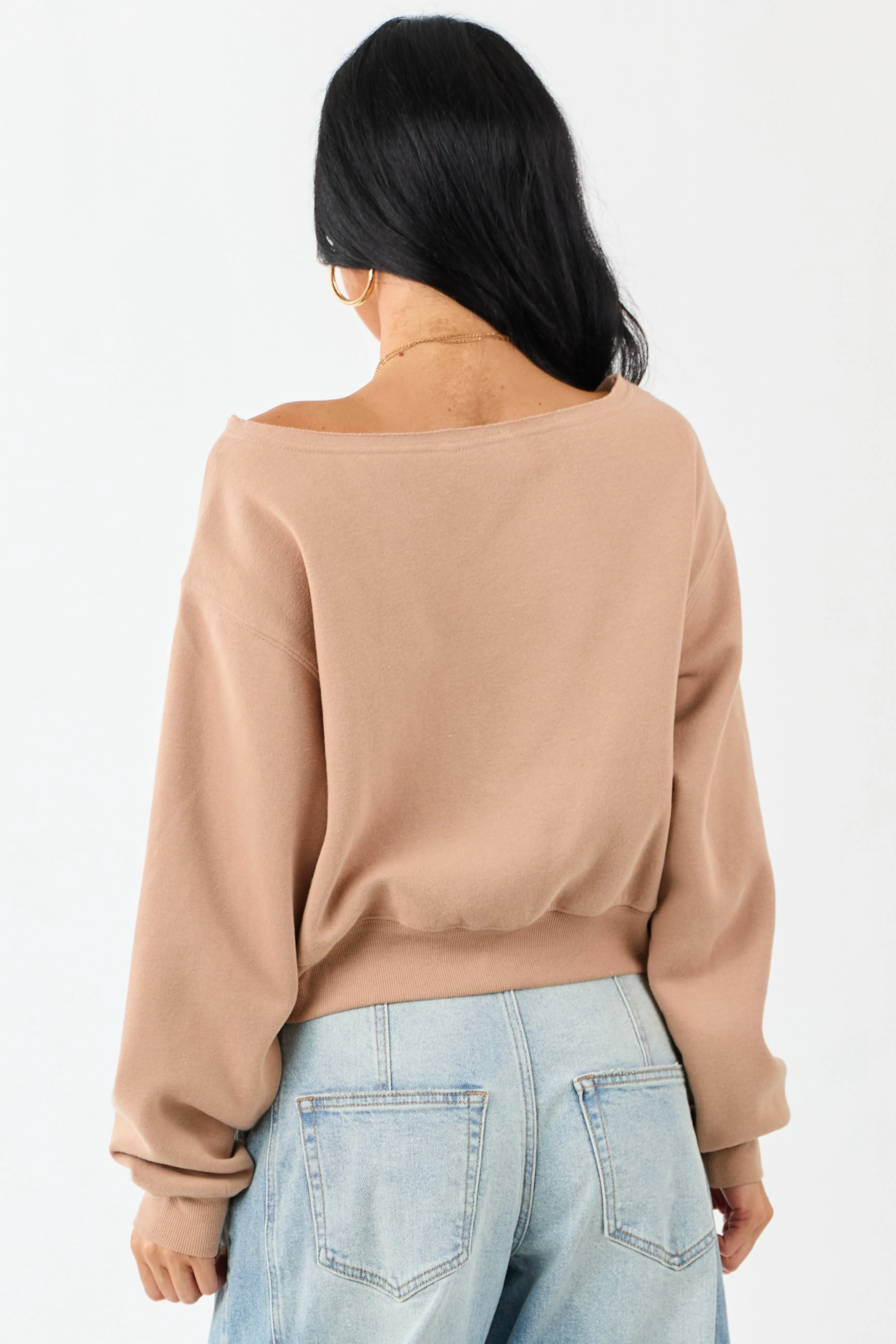 Nude Raw Boat Neck Boxy Pullover Sweatshirt sold by Lime Lush product image thumbnail 4