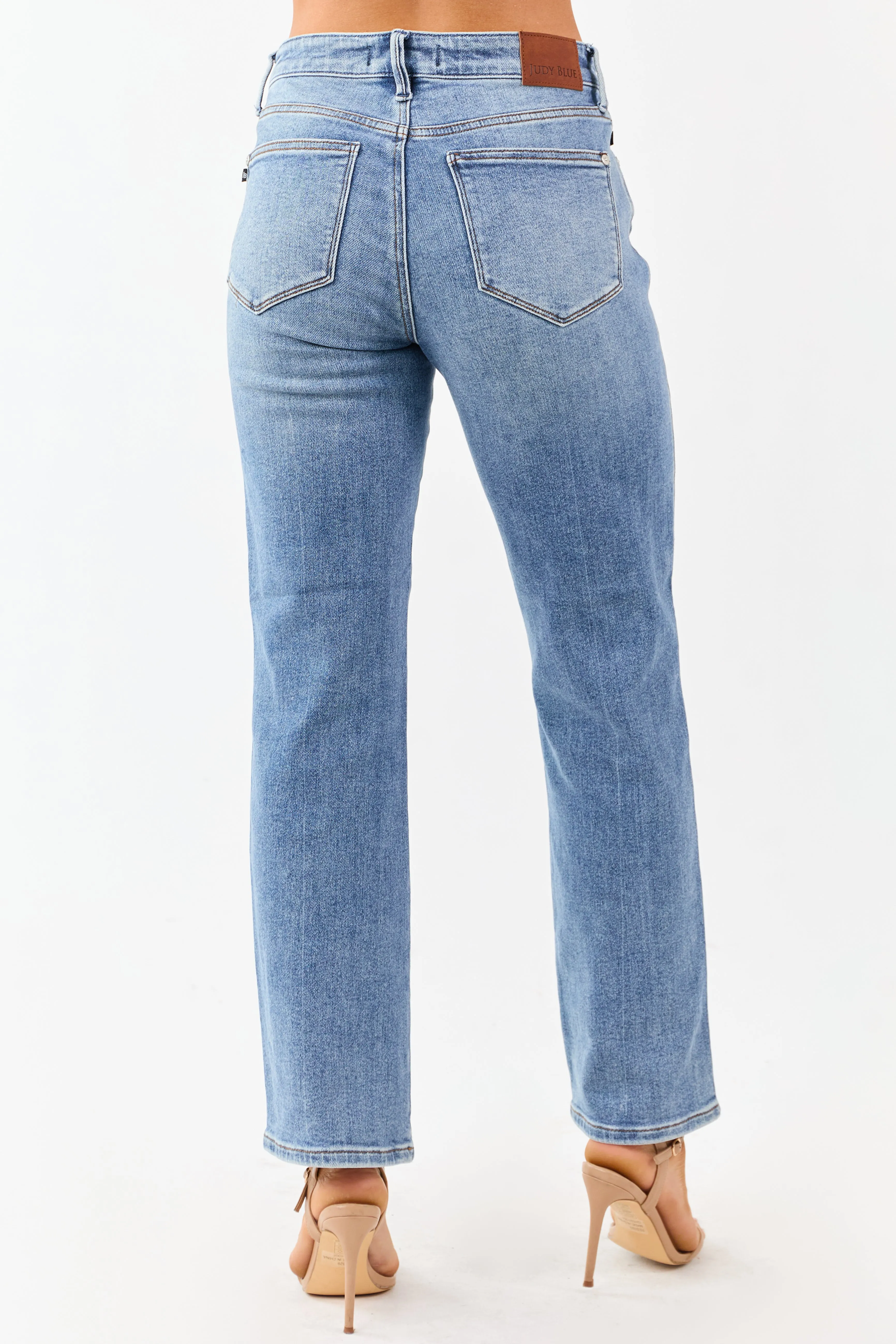 Judy Blue Medium Wash High Rise Slim Straight Jeans sold by Lime Lush product image thumbnail 4