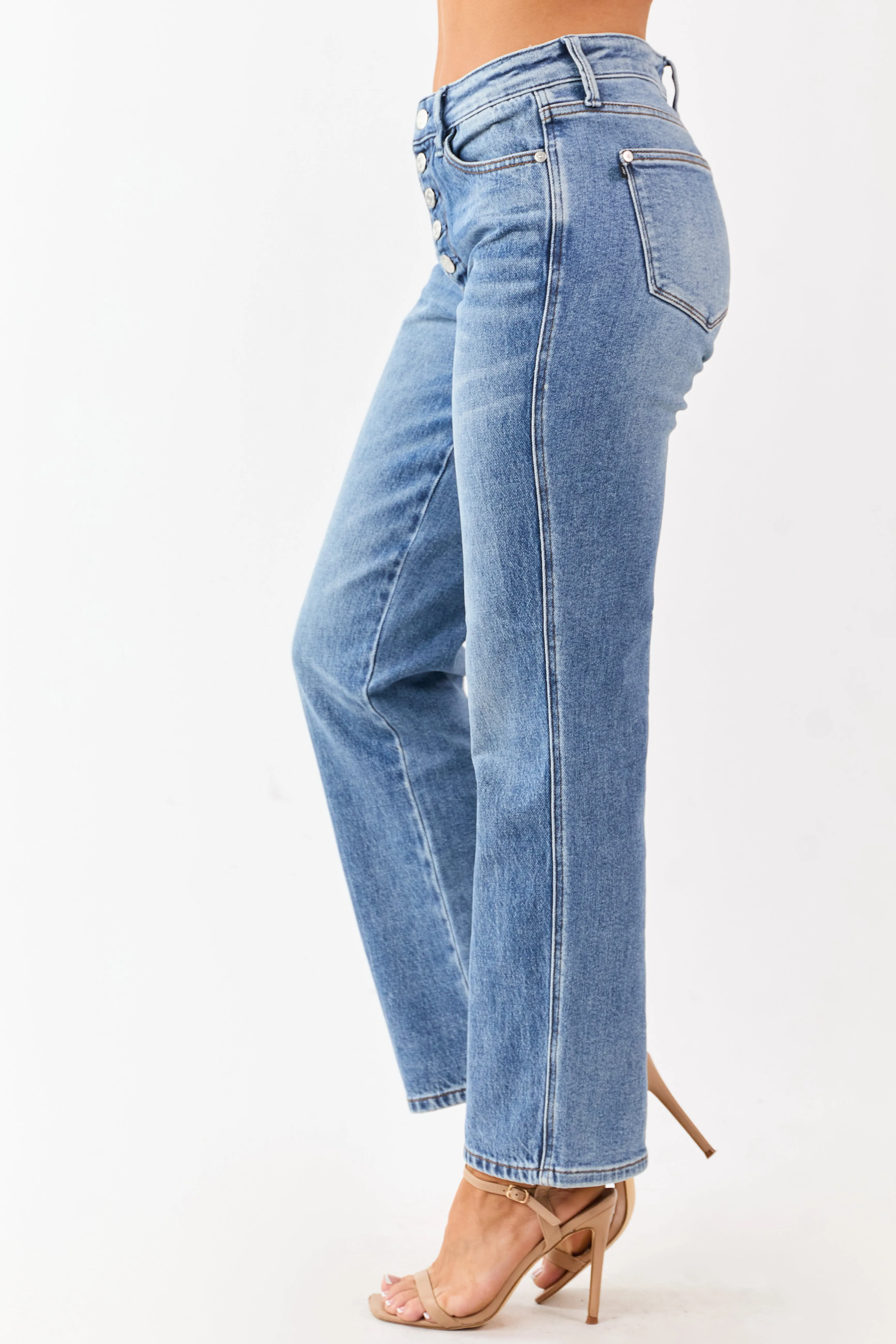 Judy Blue Medium Wash High Rise Slim Straight Jeans sold by Lime Lush product image thumbnail 3