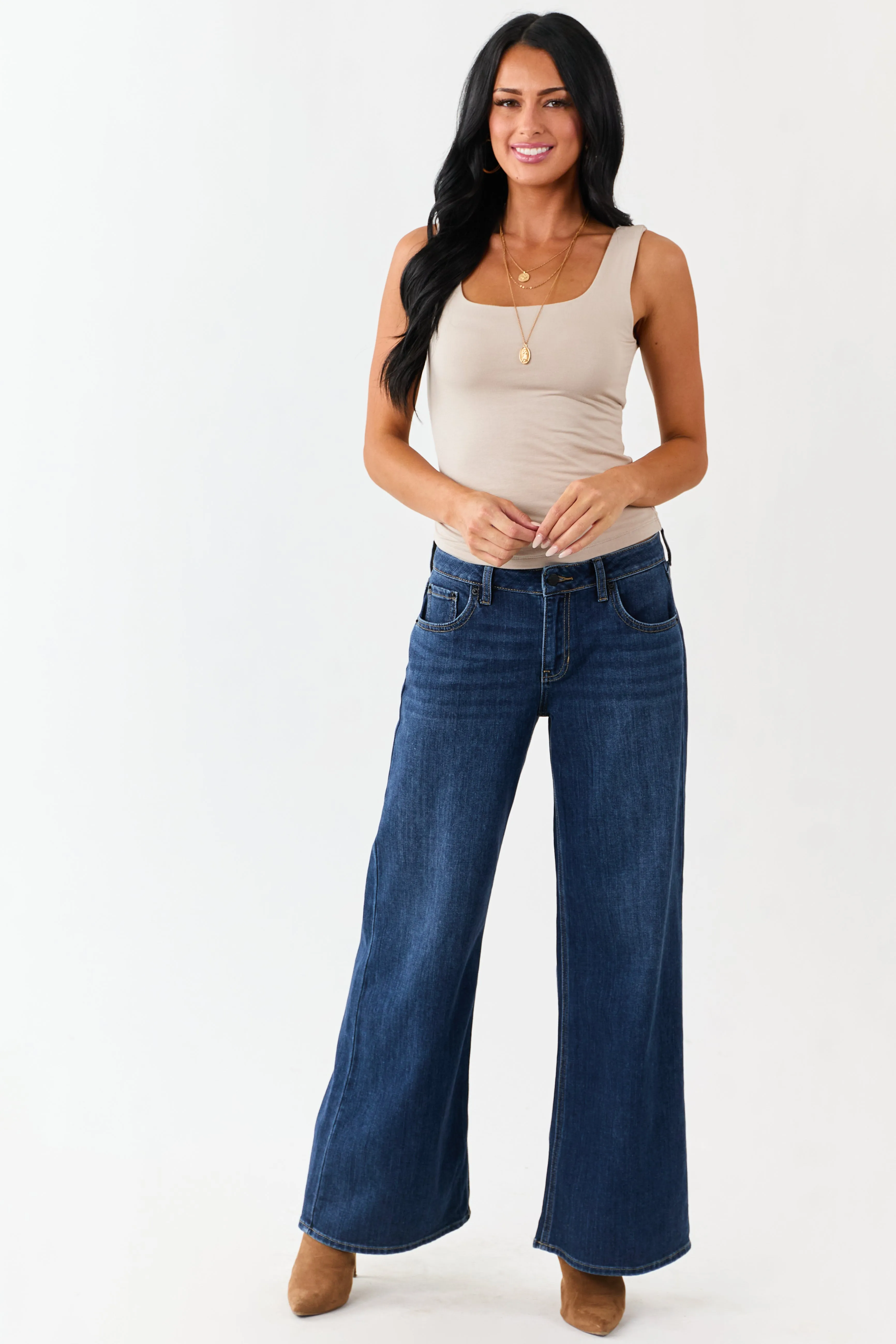 Oatmeal Square Neck Double Layer Knit Tank Top sold by Lime Lush product image thumbnail 2