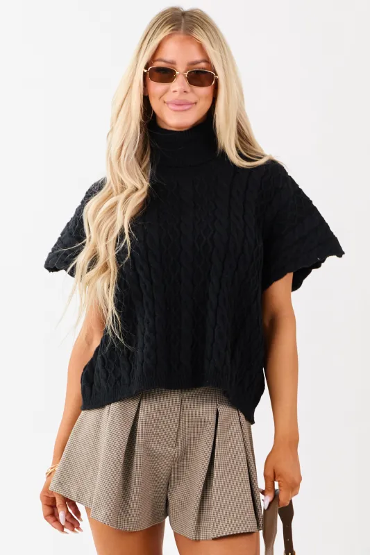 Lovelo Black Cable Knit Turtleneck Sweater sold by Lime Lush