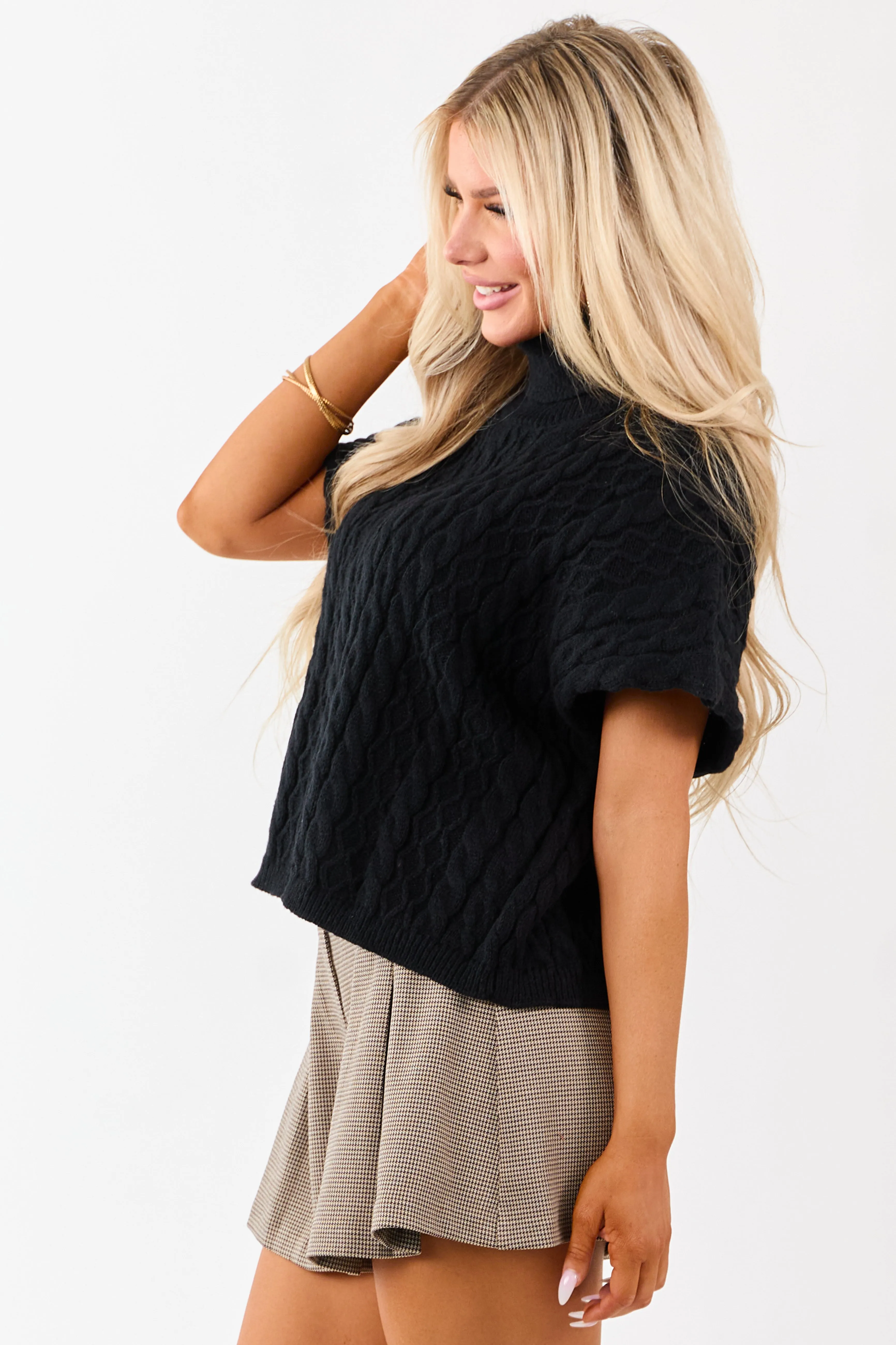 Lovelo Black Cable Knit Turtleneck Sweater sold by Lime Lush product image thumbnail 5