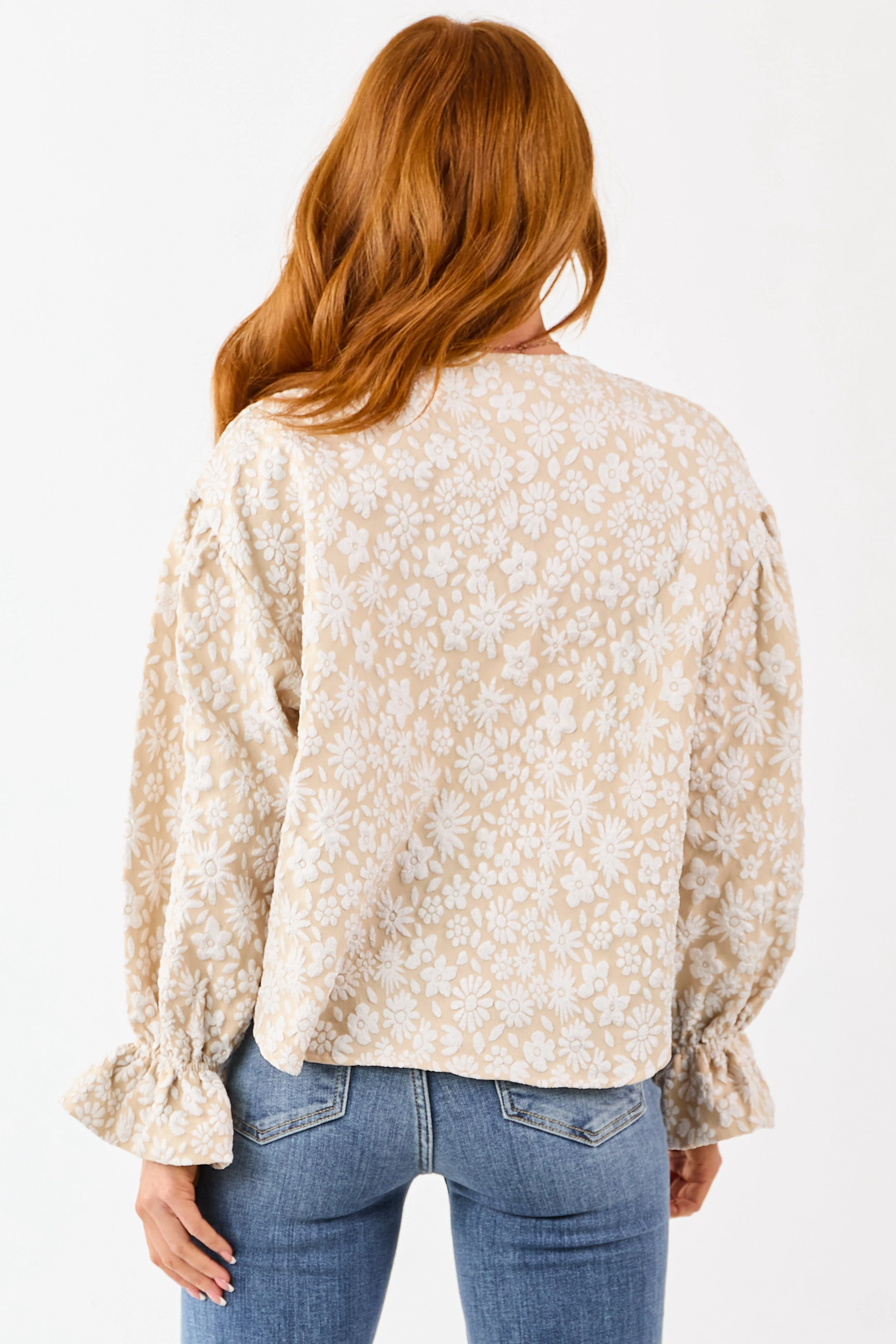 Almond and Ivory Floral Print Button Down Cardigan sold by Lime Lush product image thumbnail 5