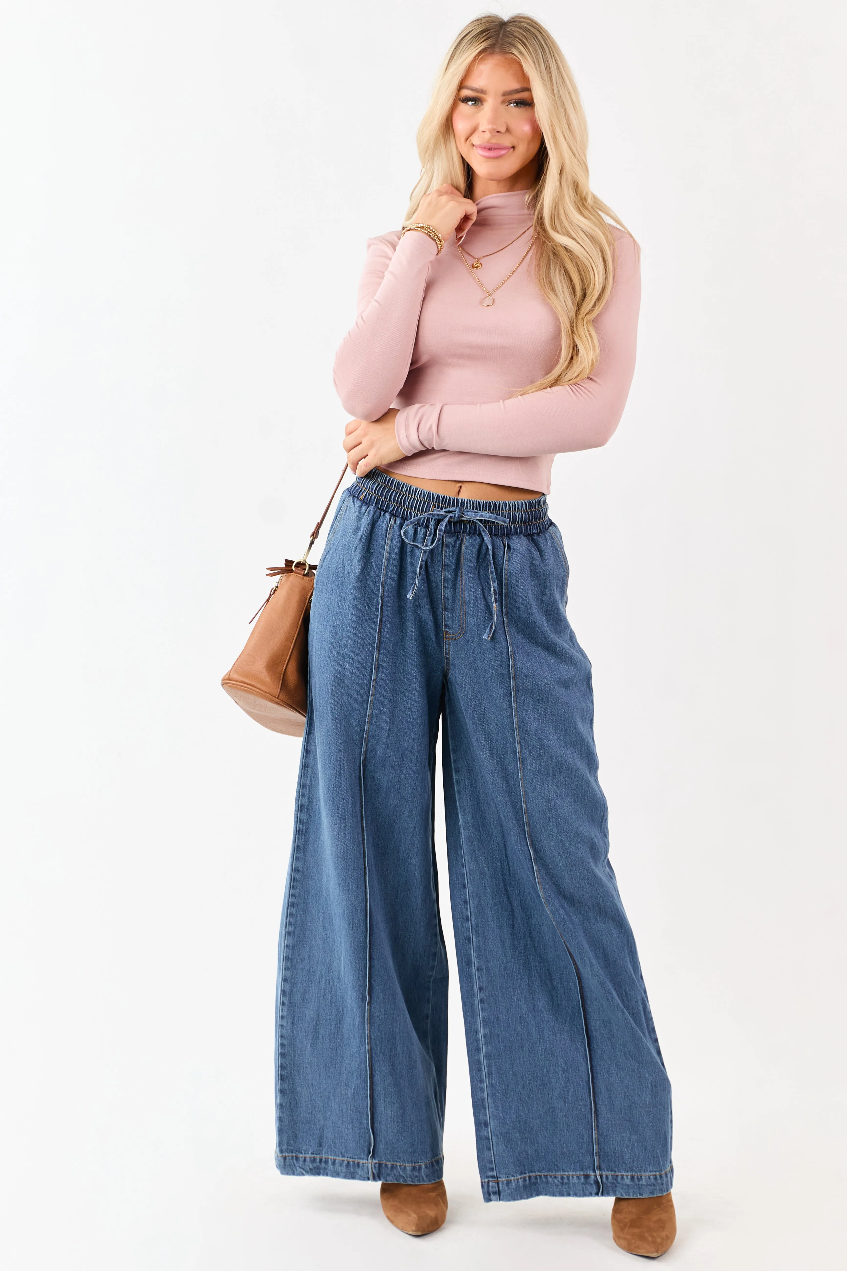 Flying Tomato Medium Wash Wide Leg Denim Pants sold by Lime Lush