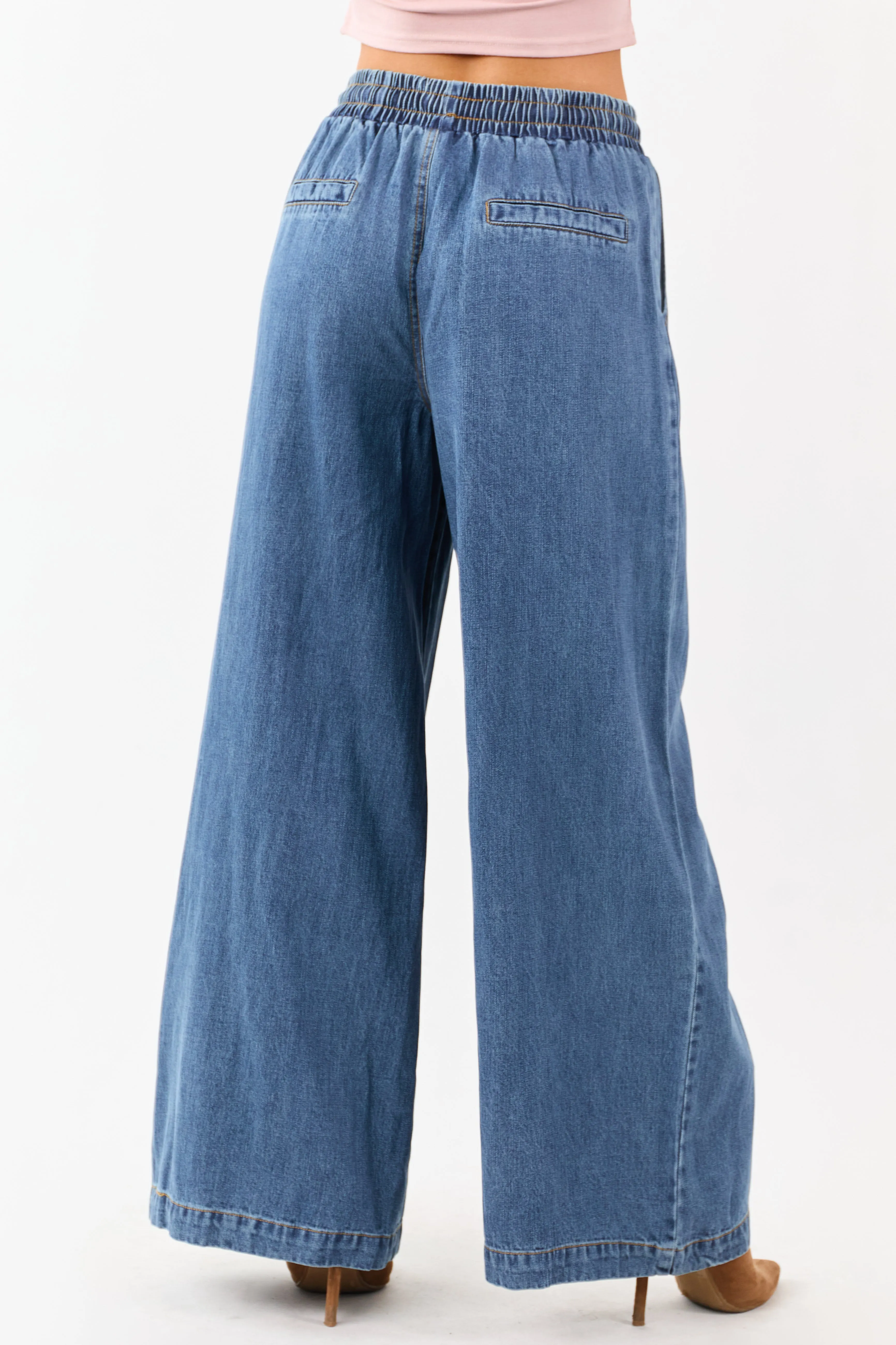 Flying Tomato Medium Wash Wide Leg Denim Pants sold by Lime Lush product image thumbnail 4