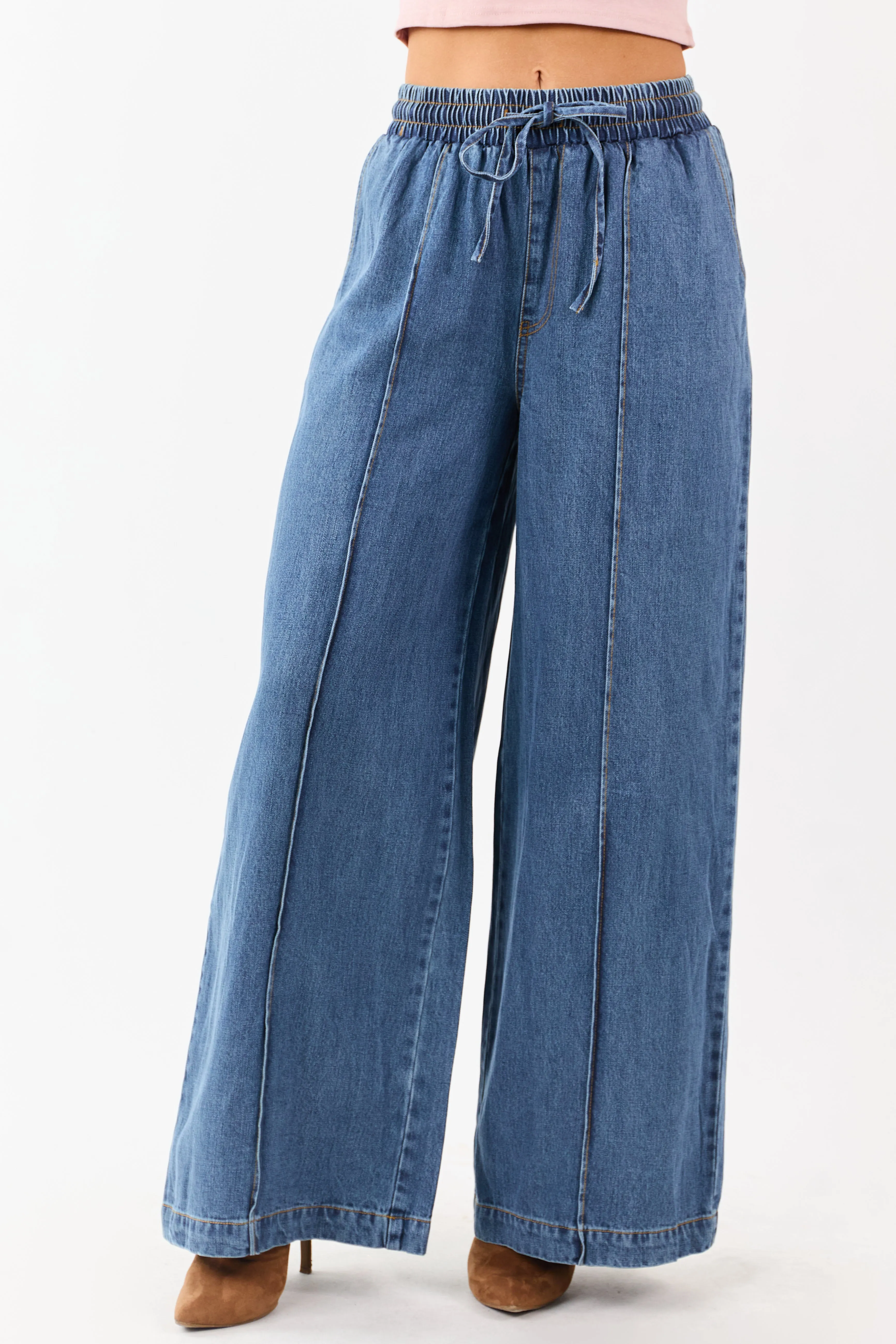 Flying Tomato Medium Wash Wide Leg Denim Pants sold by Lime Lush product image thumbnail 2