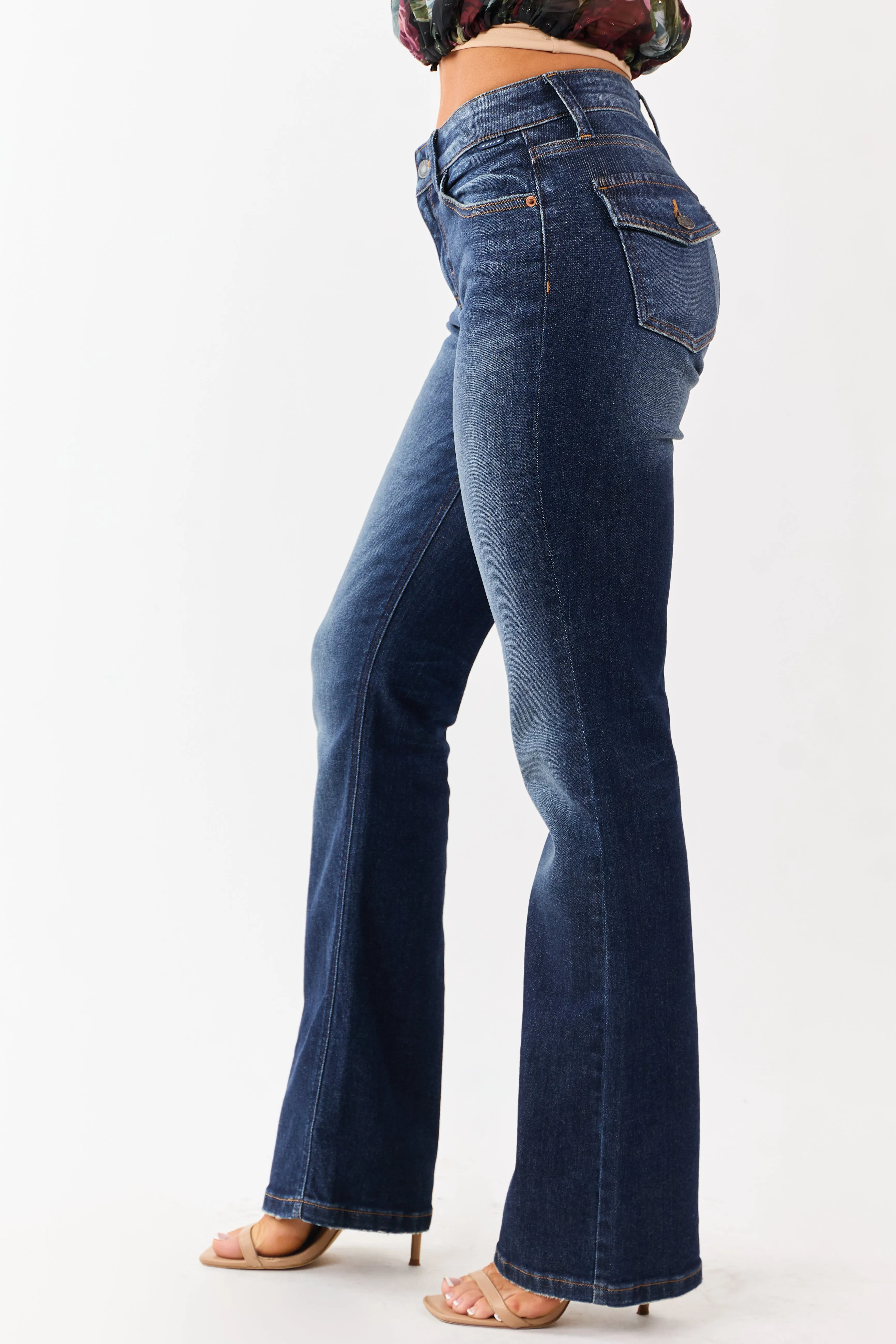 Cello Dark Vintage Wash Stretchy Bootcut Jeans sold by Lime Lush product image thumbnail 3