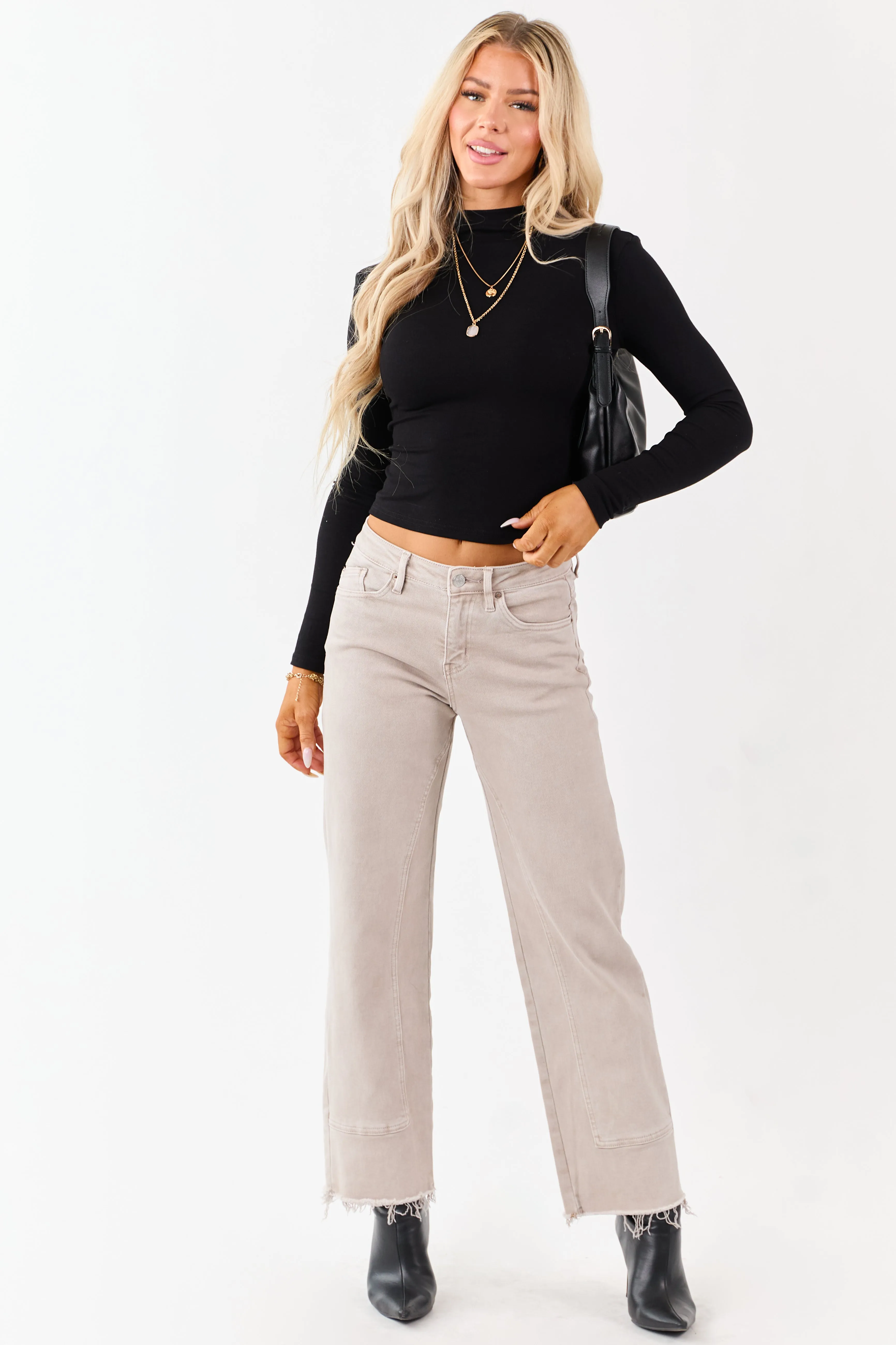 Black Mock Neck Long Sleeve Fitted Knit Top sold by Lime Lush product image thumbnail 2