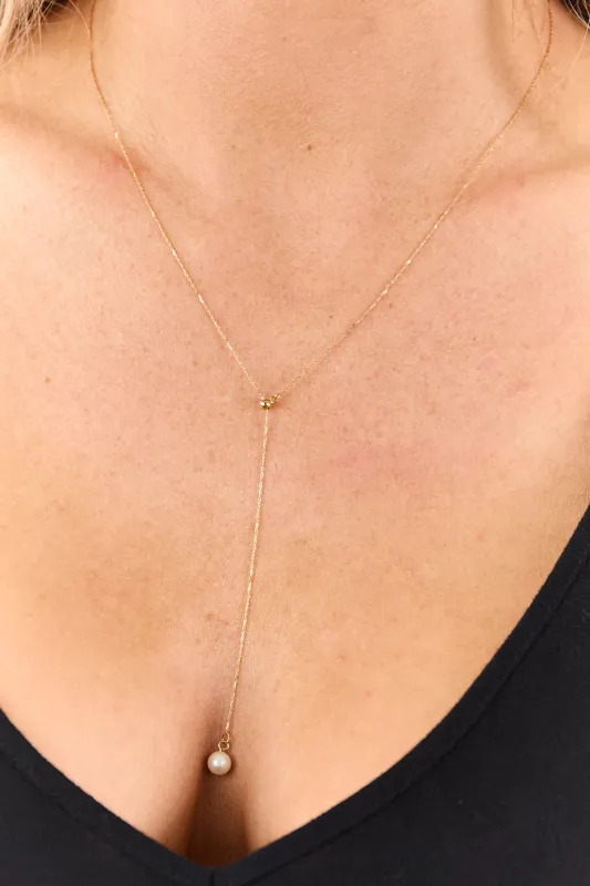 Gold Chain Pearl Charm Pendant Necklace sold by Lime Lush