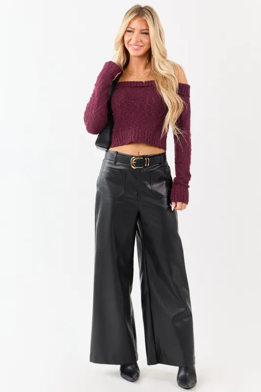 Lovelo Black Faux Leather Wide Leg Pants sold by Lime Lush