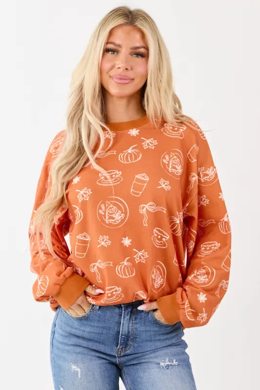Pumpkin Spice Fall Graphic Relaxed Sweater made by Main Strip