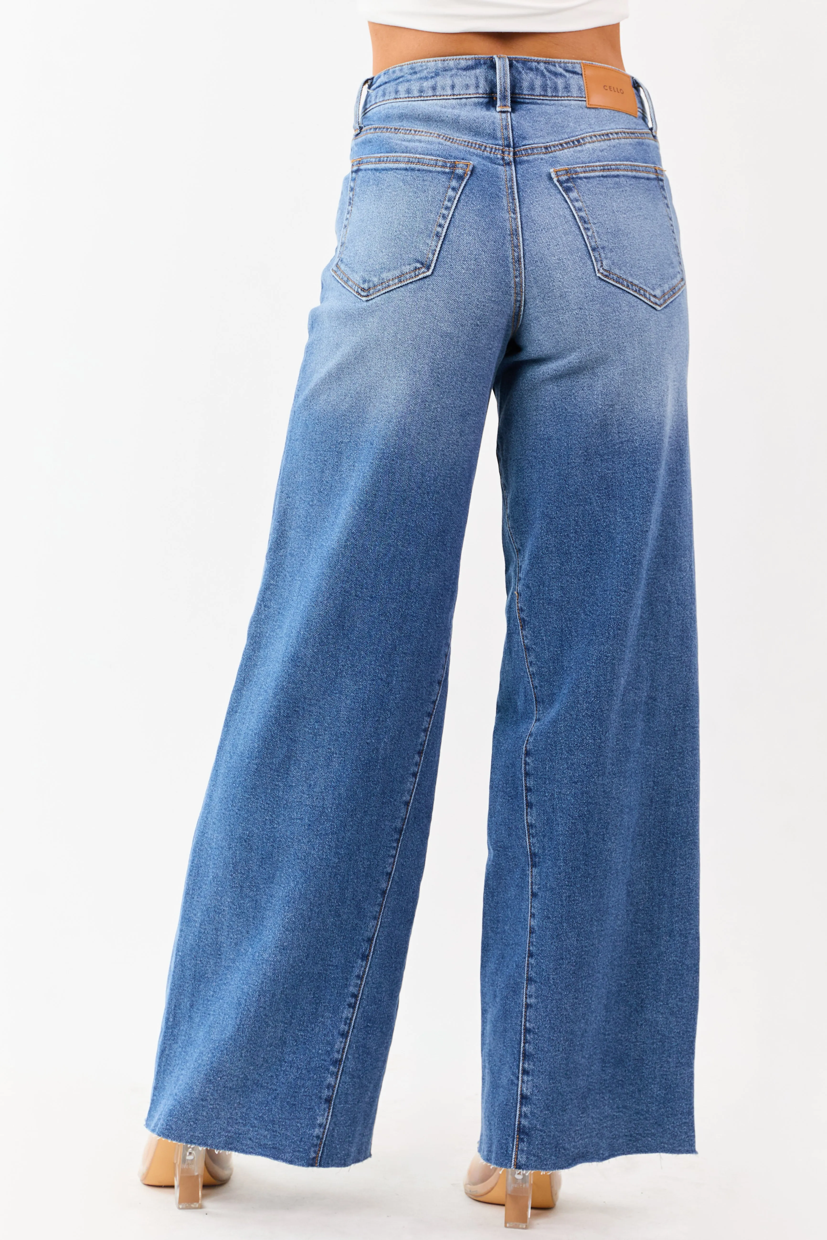 Cello Medium High Rise Curved Seam Wide Leg Jeans sold by Lime Lush product image thumbnail 4