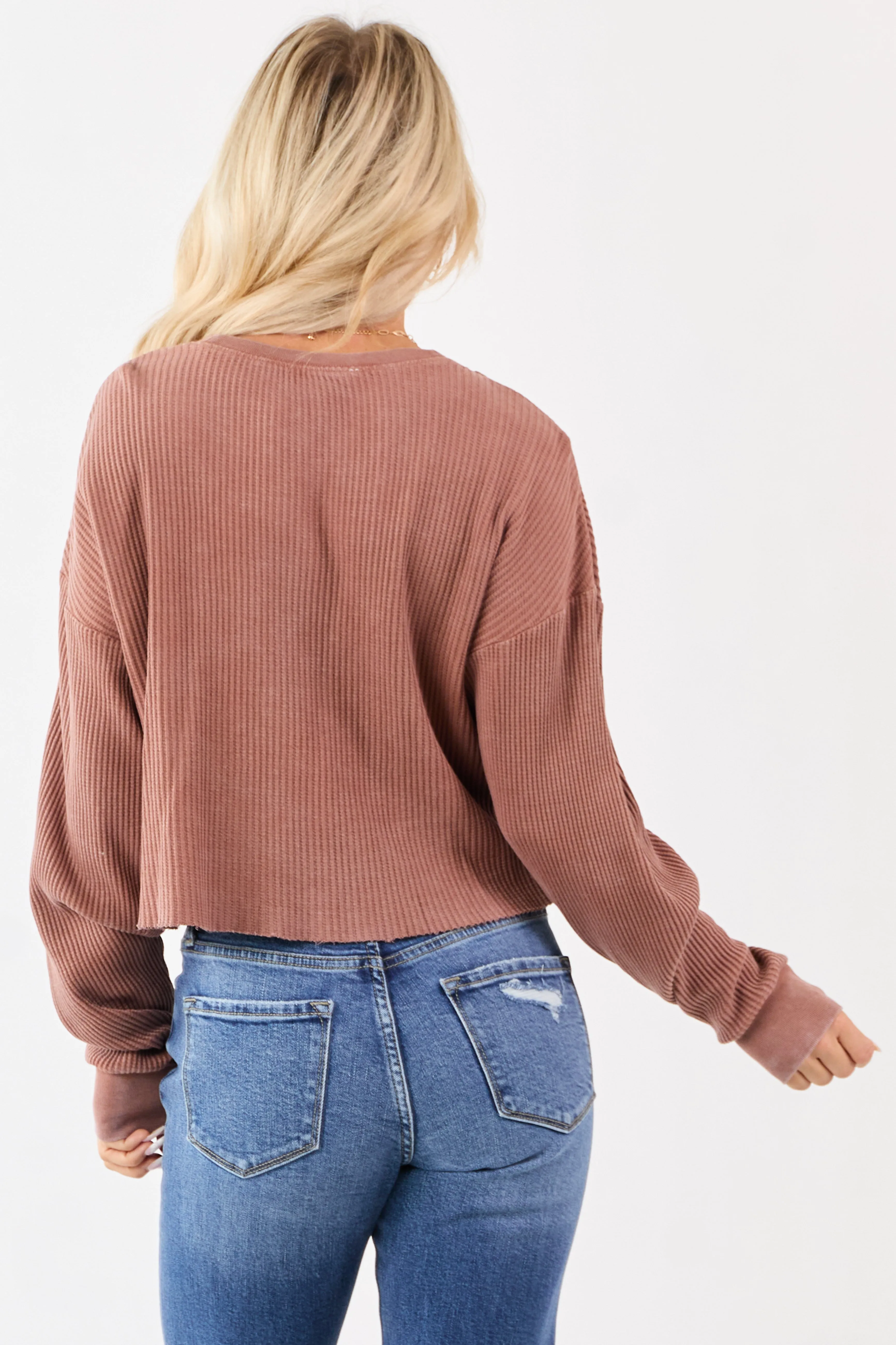 Sienna Waffle Knit Long Sleeve Cotton Top sold by Lime Lush product image thumbnail 5