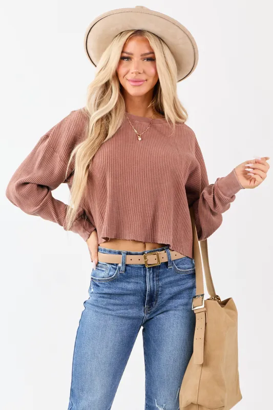 Sienna Waffle Knit Long Sleeve Cotton Top sold by Lime Lush