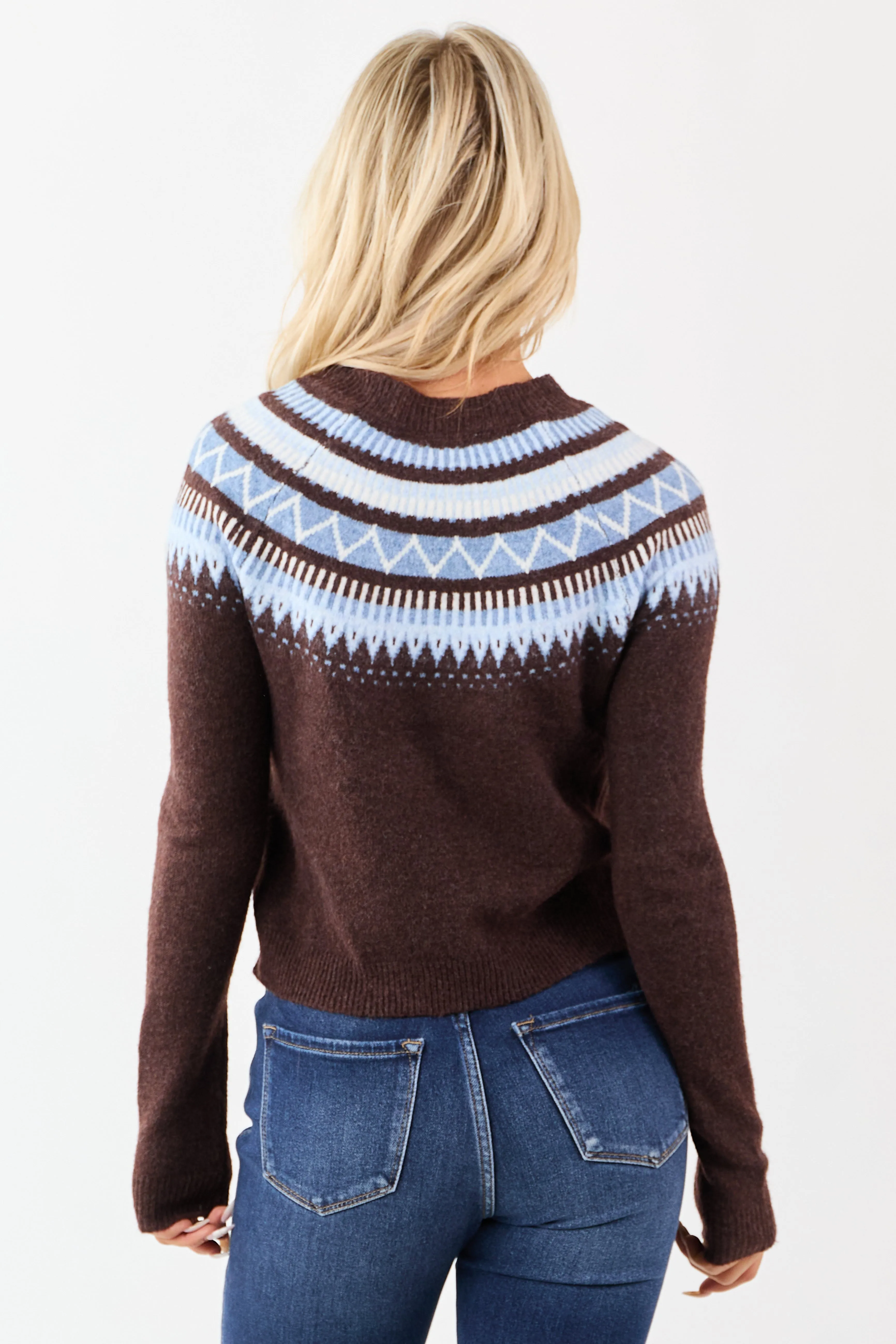 Chocolate Fair Isle Pattern Long Sleeve Sweater sold by Lime Lush product image thumbnail 5