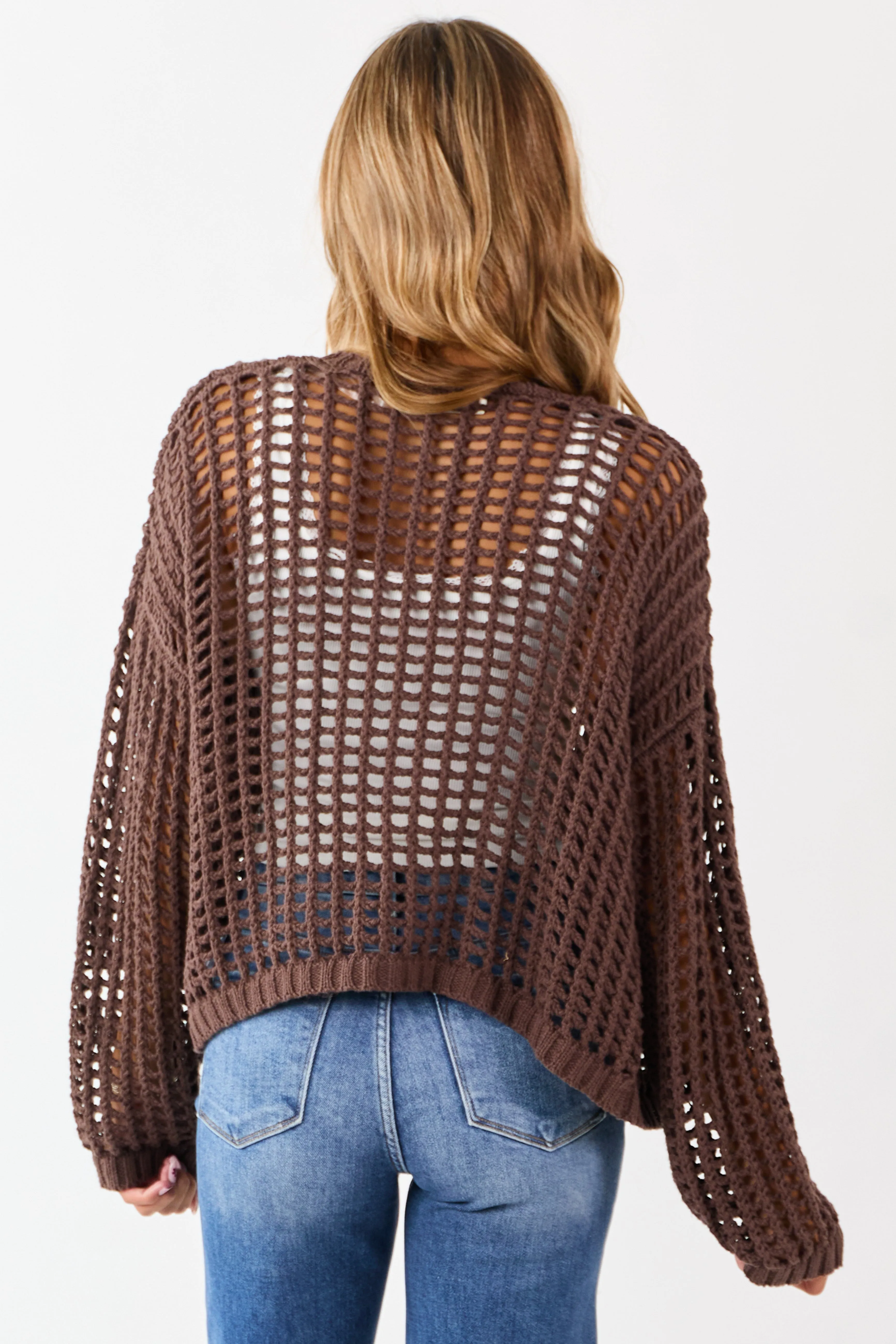 Cocoa Crochet Knit Open Front Cardigan sold by Lime Lush product image thumbnail 5