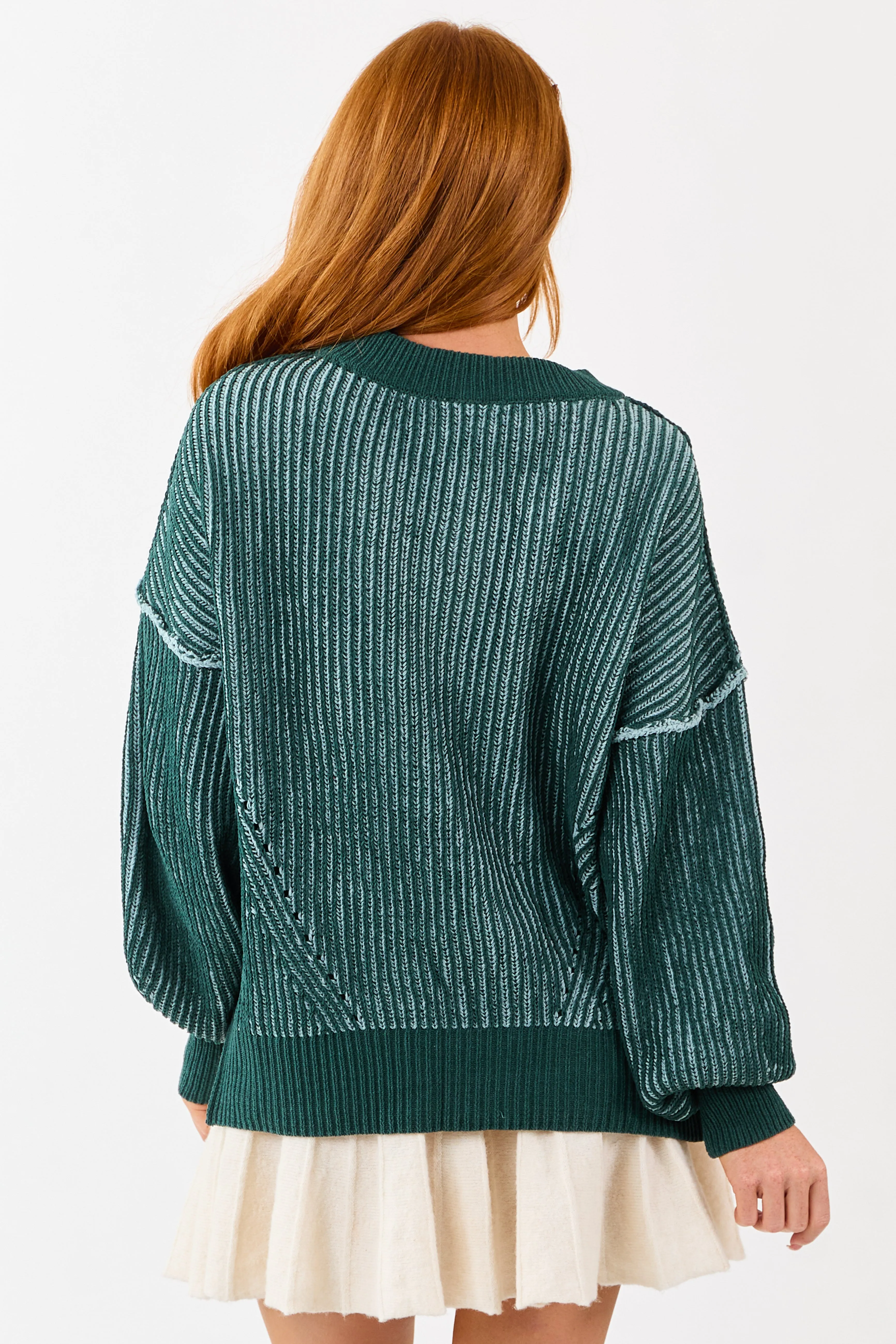 Pine and Mint Two Tone Ribbed Knit Sweater sold by Lime Lush product image thumbnail 5