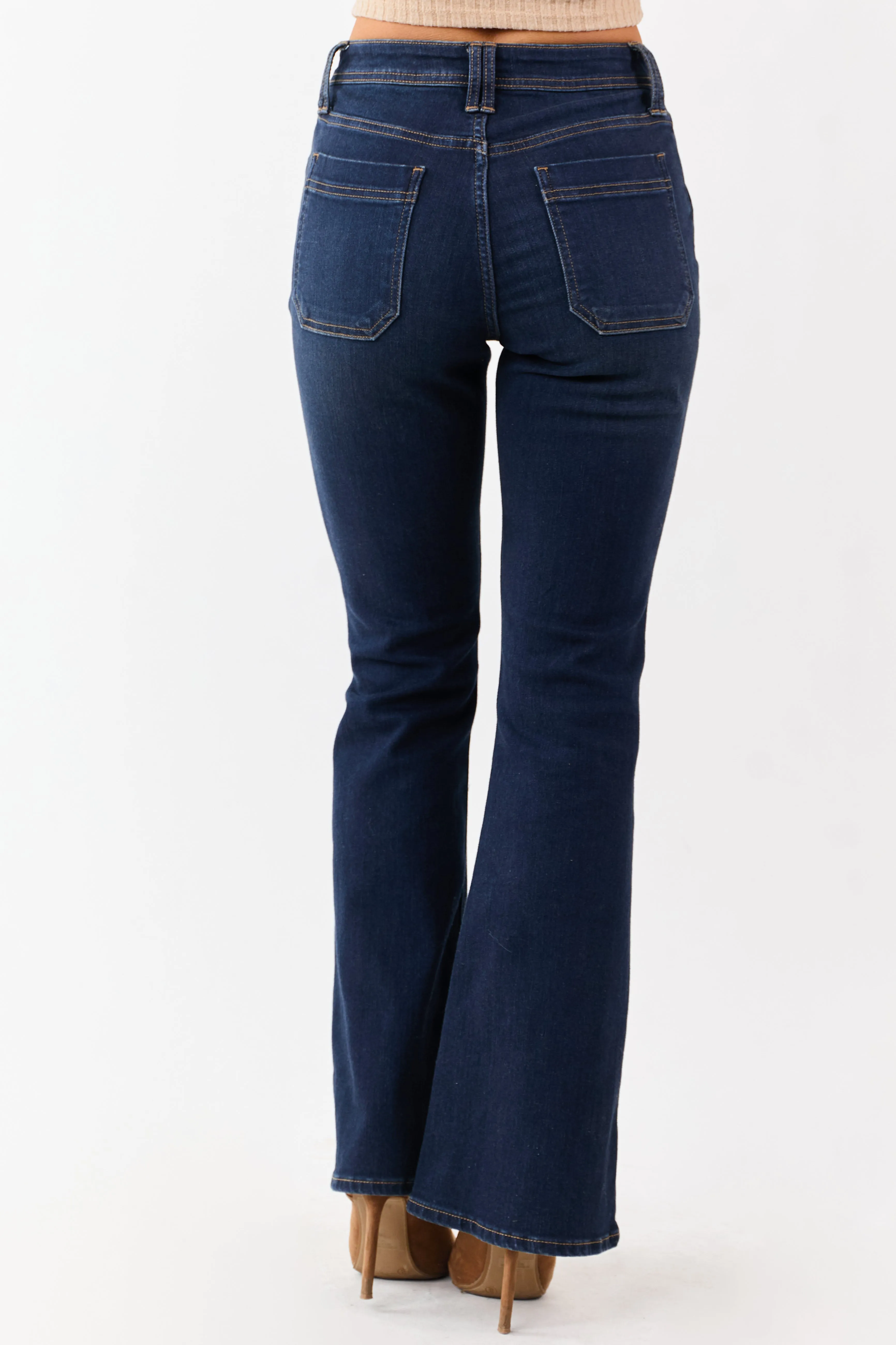 Dark Wash Bootcut Stretchy High Rise Jeans sold by Lime Lush product image thumbnail 4