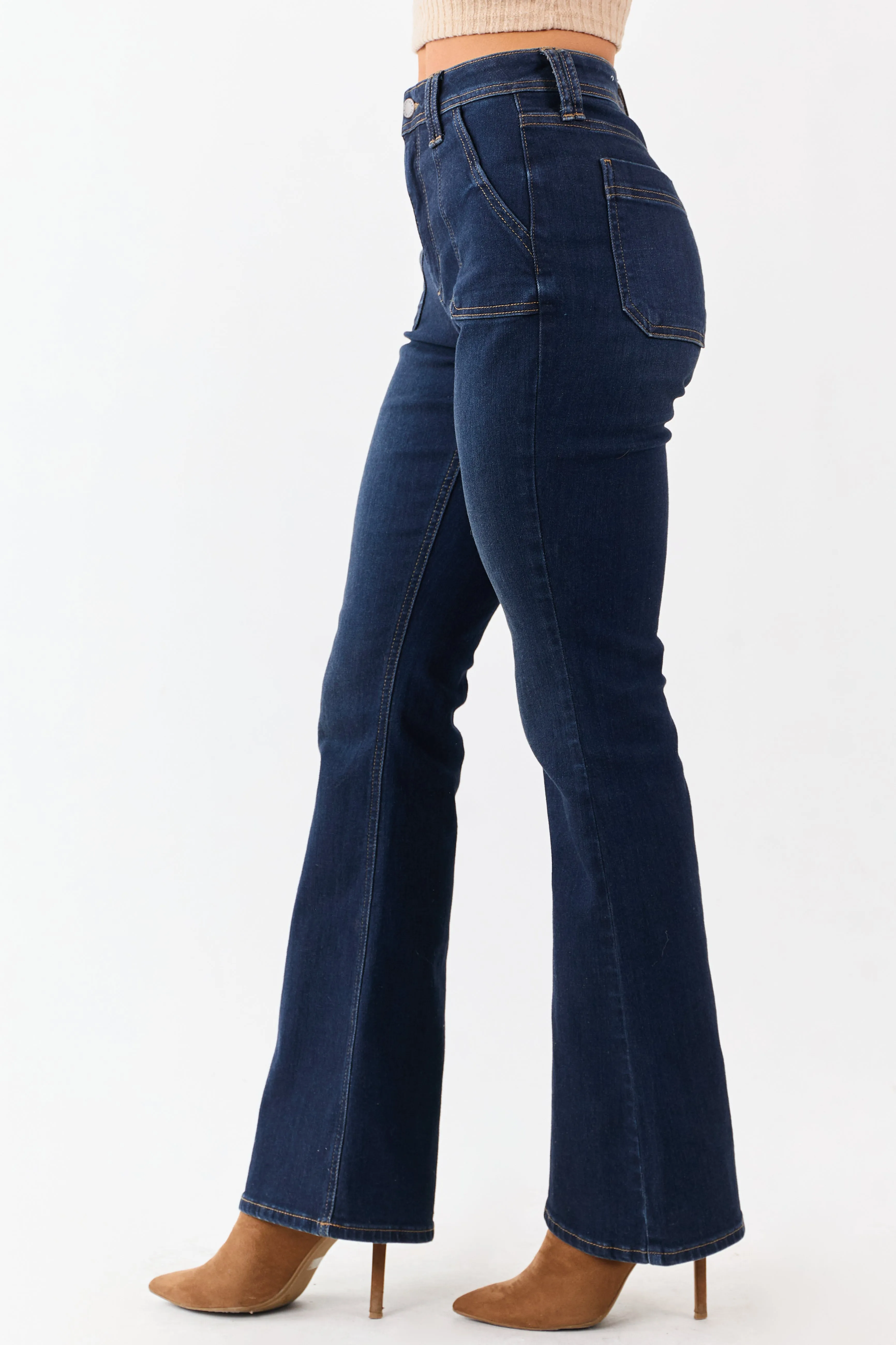 Dark Wash Bootcut Stretchy High Rise Jeans sold by Lime Lush product image thumbnail 3