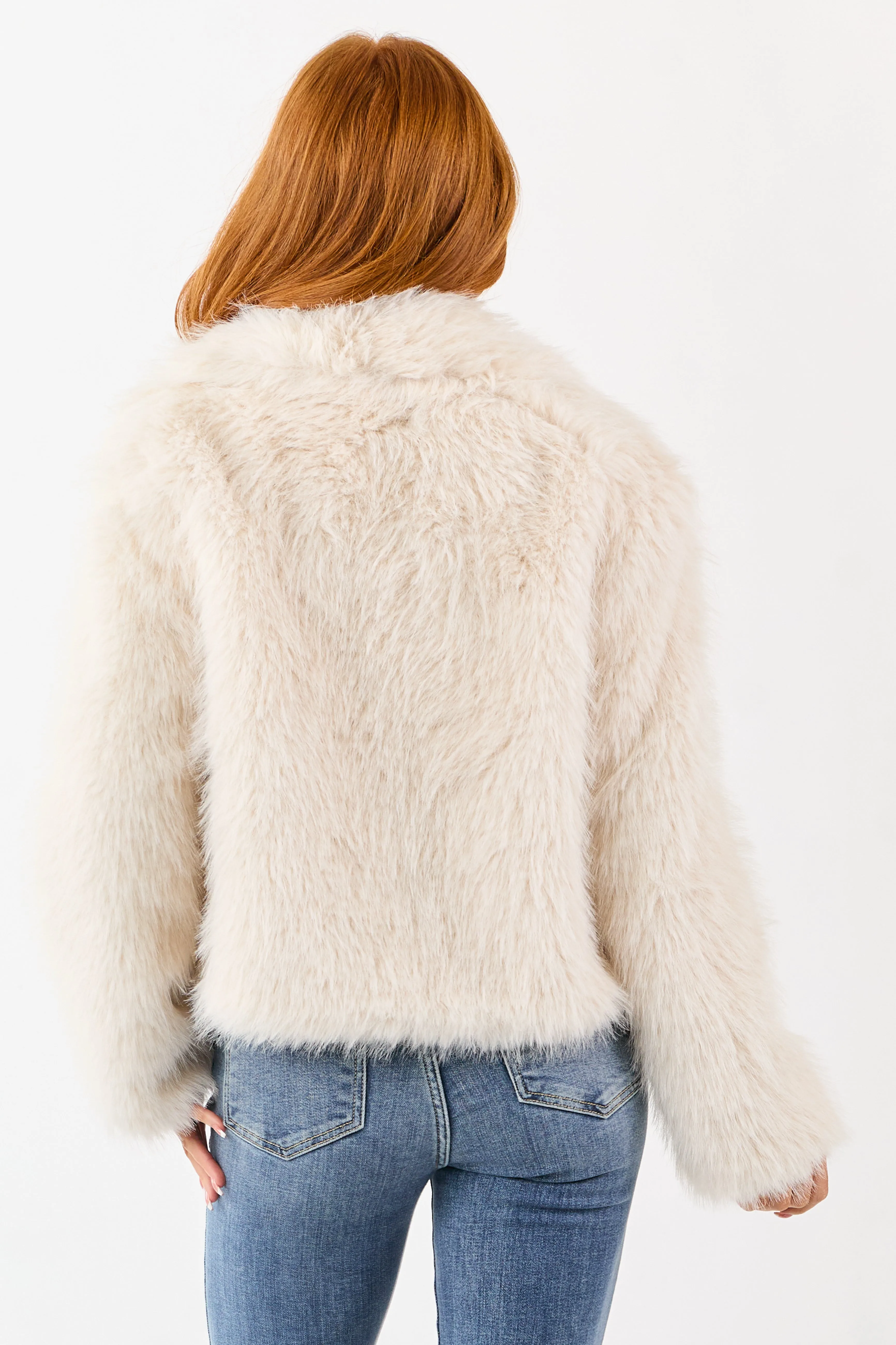 Coconut Button Down Collared Faux Fur Jacket sold by Lime Lush product image thumbnail 5